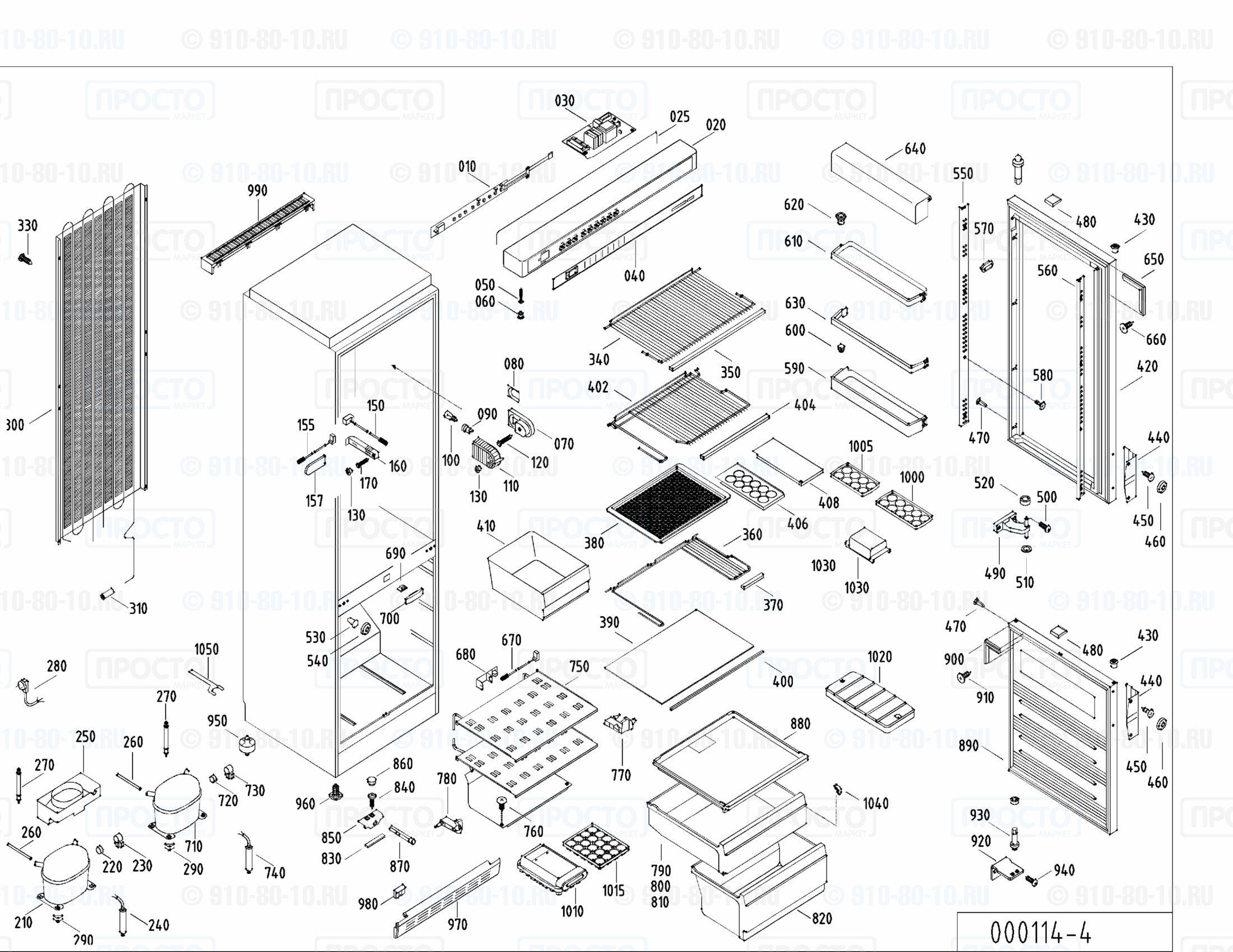Взрыв-схема запчастей холодильника Liebherr KGK 3214-21A