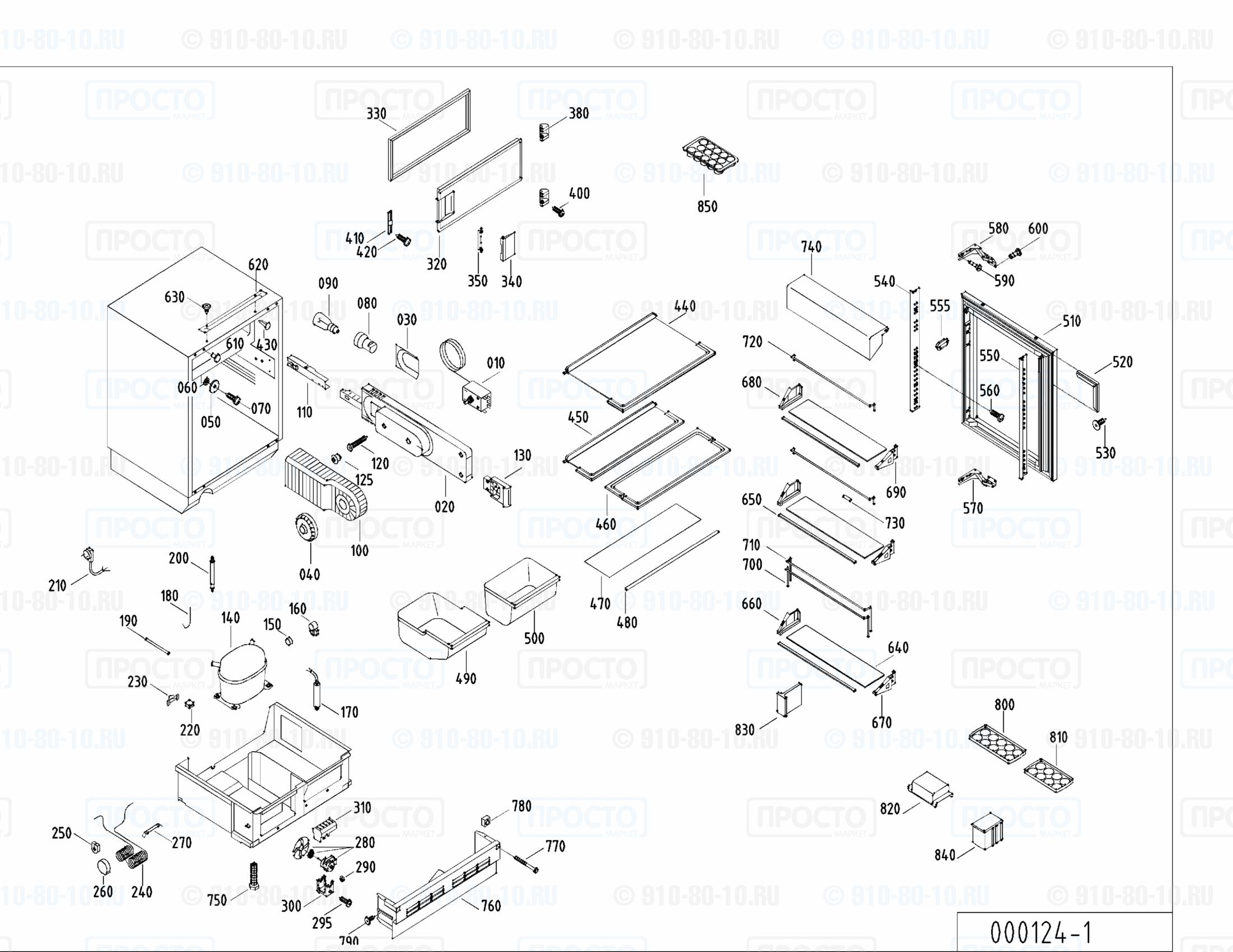 Взрыв-схема запчастей холодильника Liebherr KIU 1433-20F