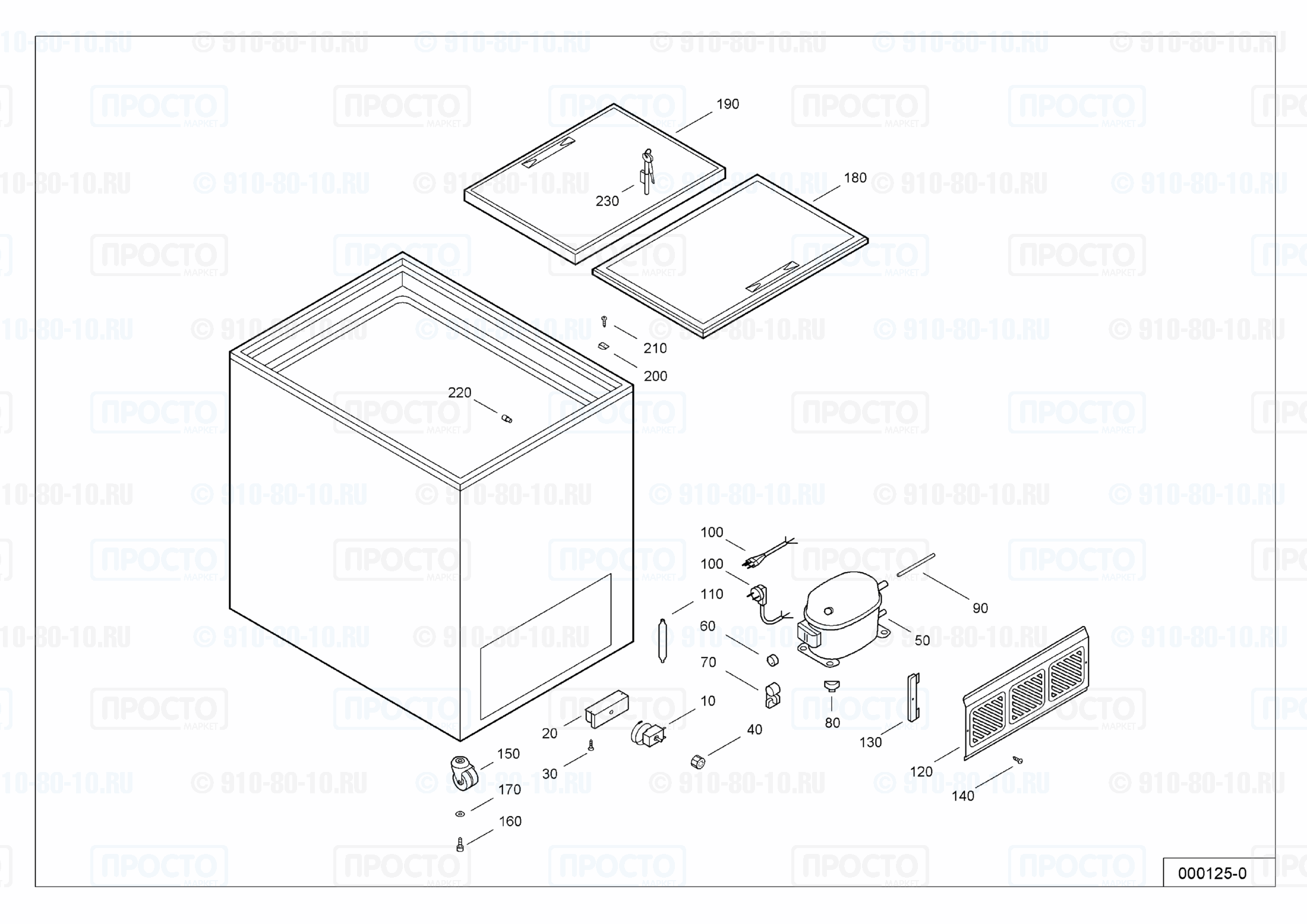 Взрыв-схема запчастей холодильника Liebherr GTE 2200-10