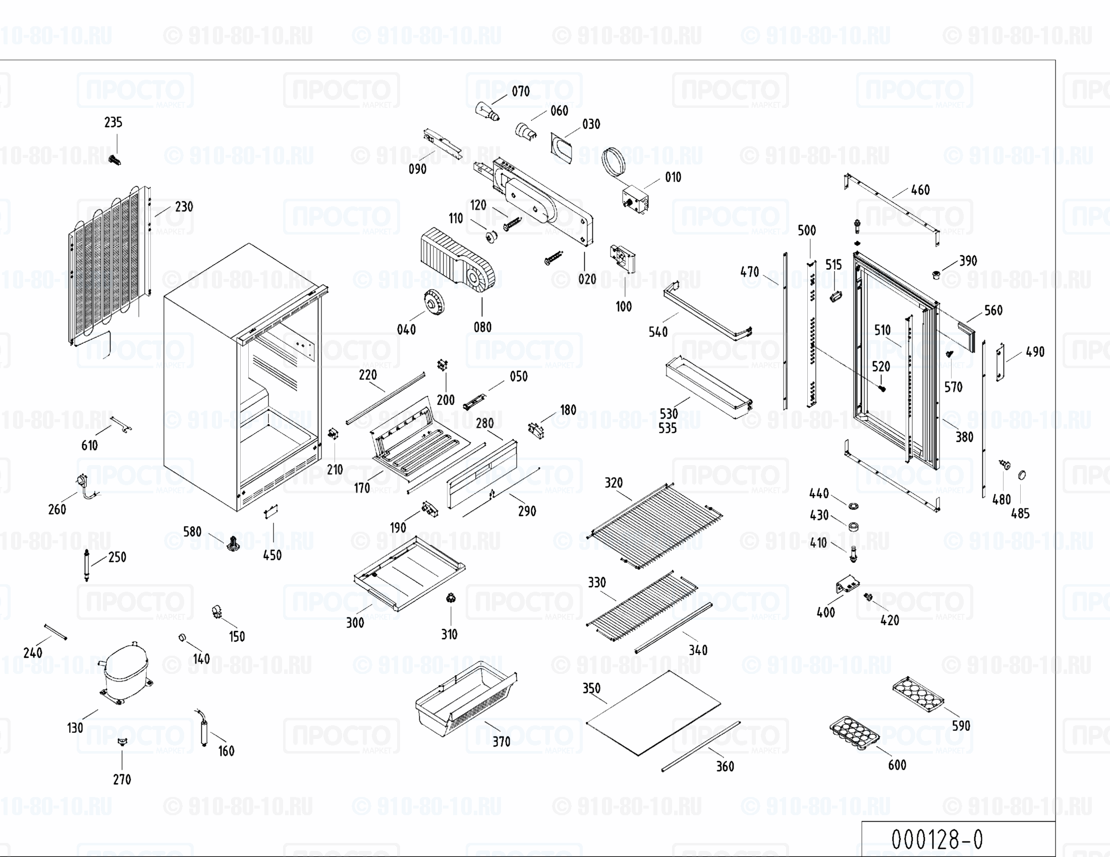 Взрыв-схема запчастей холодильника Liebherr KUw 1411-10D