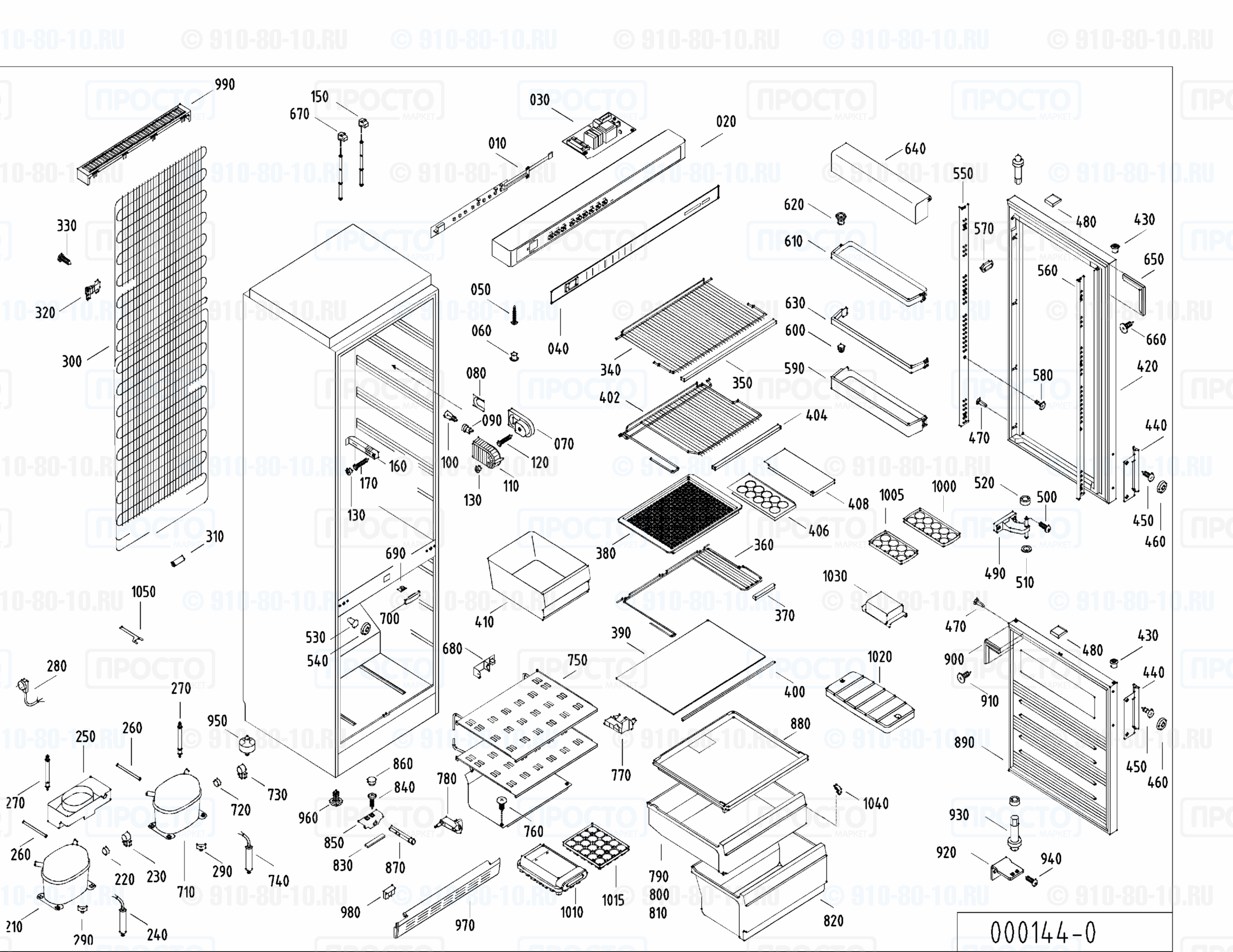 Взрыв-схема запчастей холодильника Liebherr KGK 3914-11H