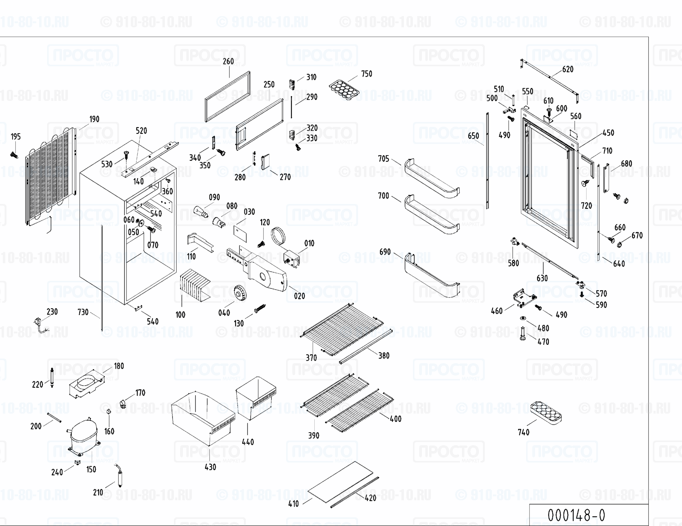 Взрыв-схема запчастей холодильника Liebherr KE 1613-10