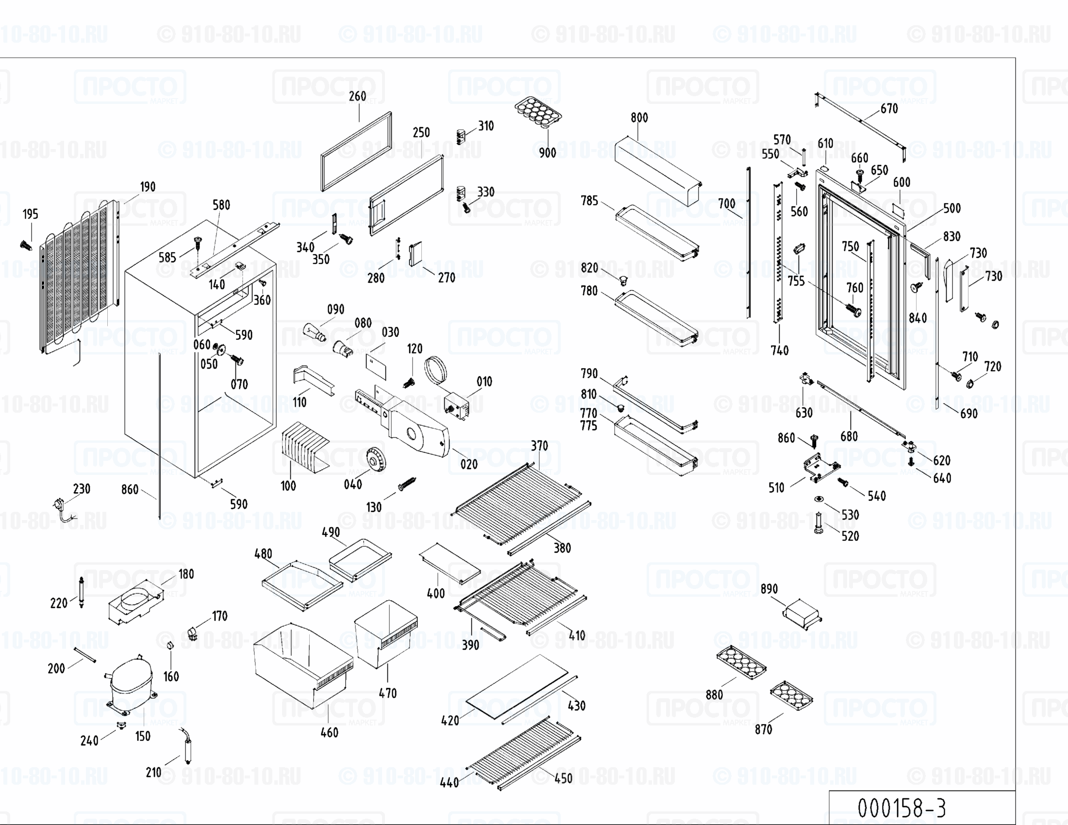 Взрыв-схема запчастей холодильника Liebherr KE 2424-20