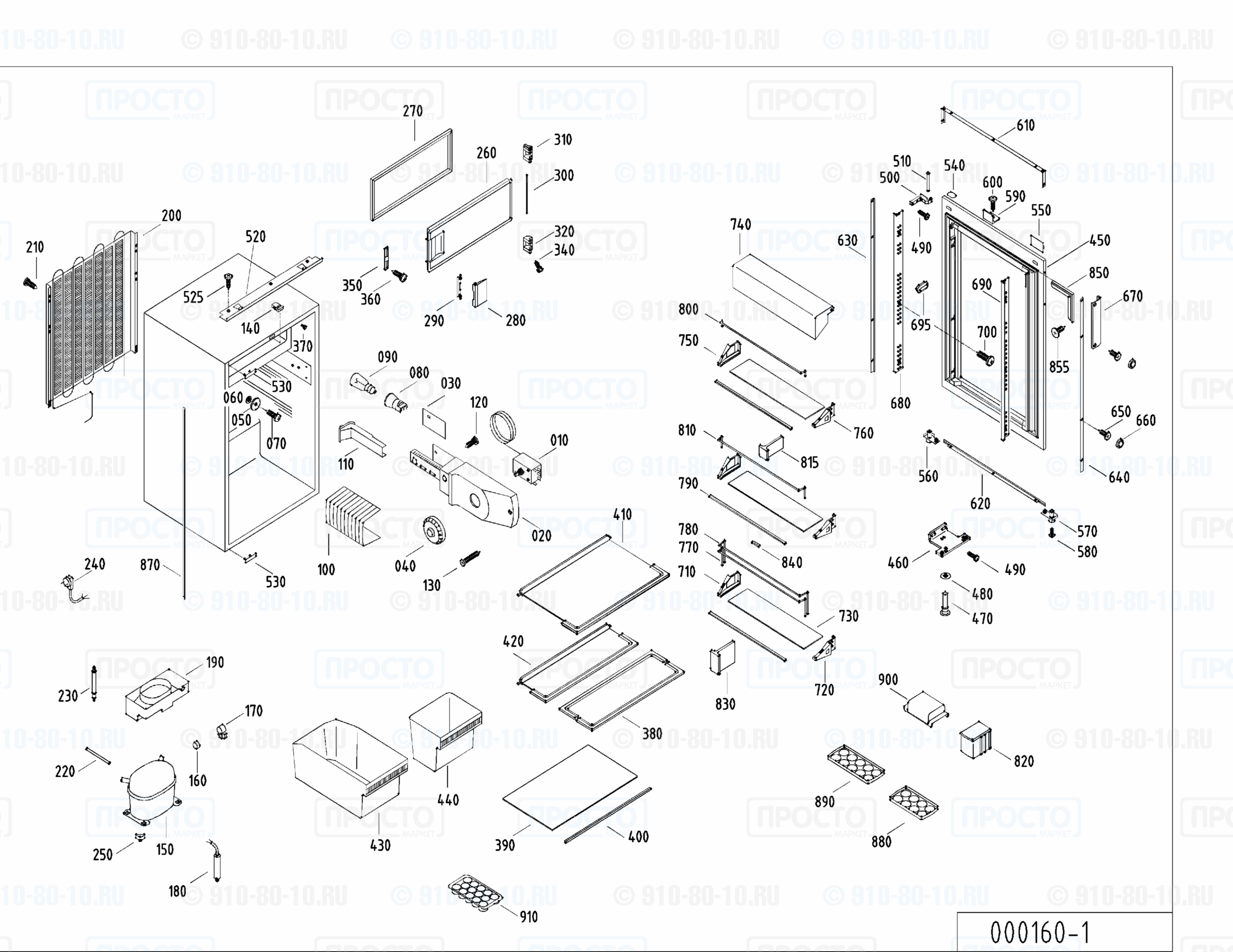 Взрыв-схема запчастей холодильника Liebherr KE 1633-10B