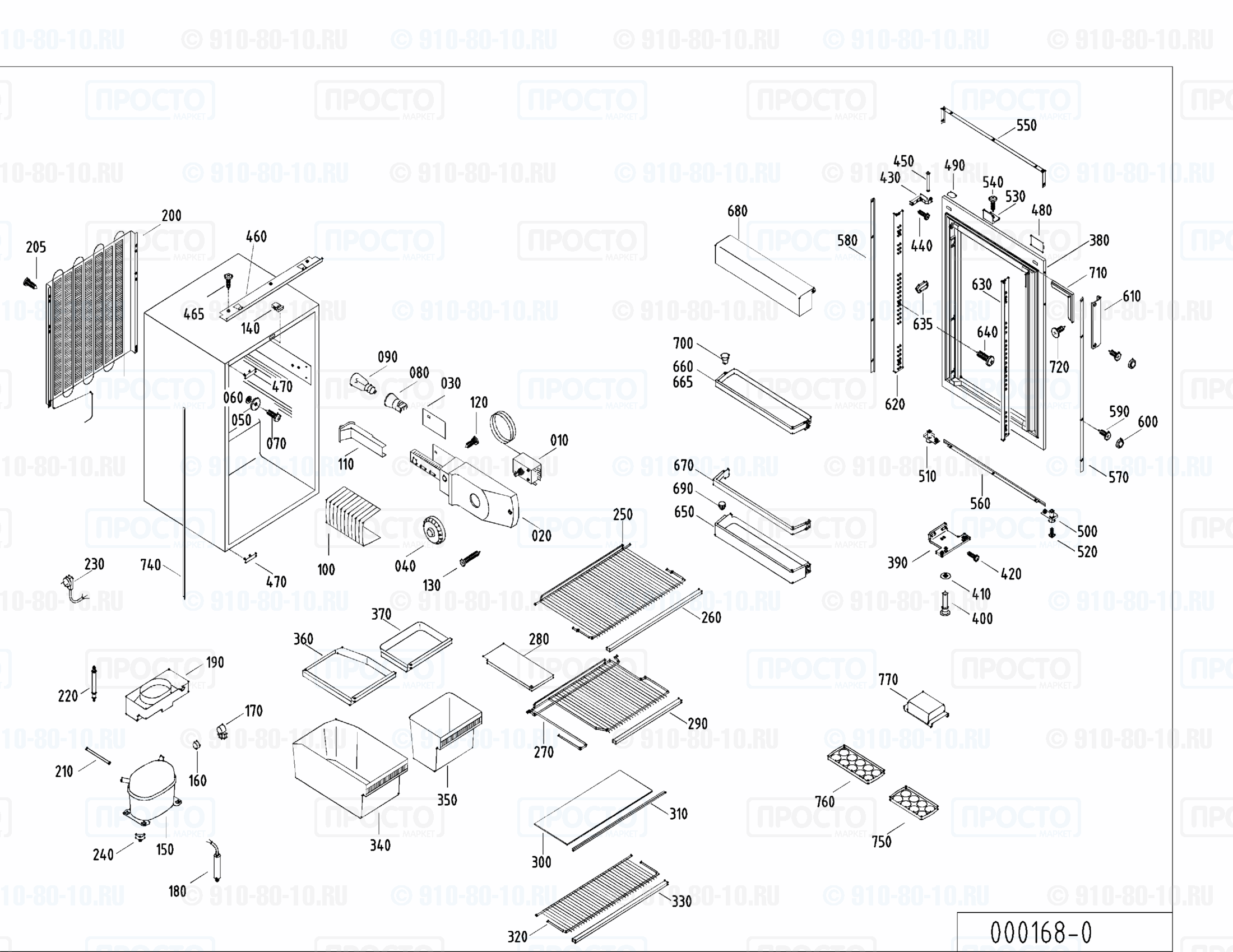 Взрыв-схема запчастей холодильника Liebherr KE 2520-20B