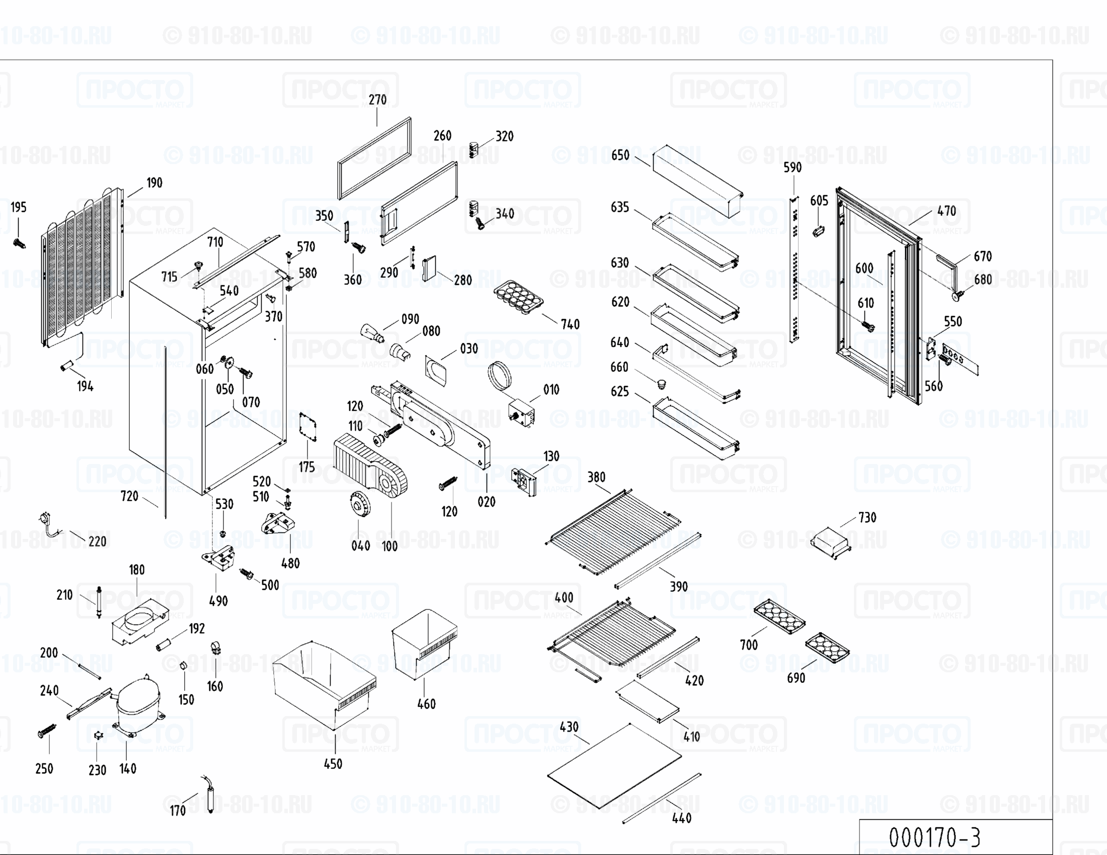 Взрыв-схема запчастей холодильника Liebherr KI 1624-10