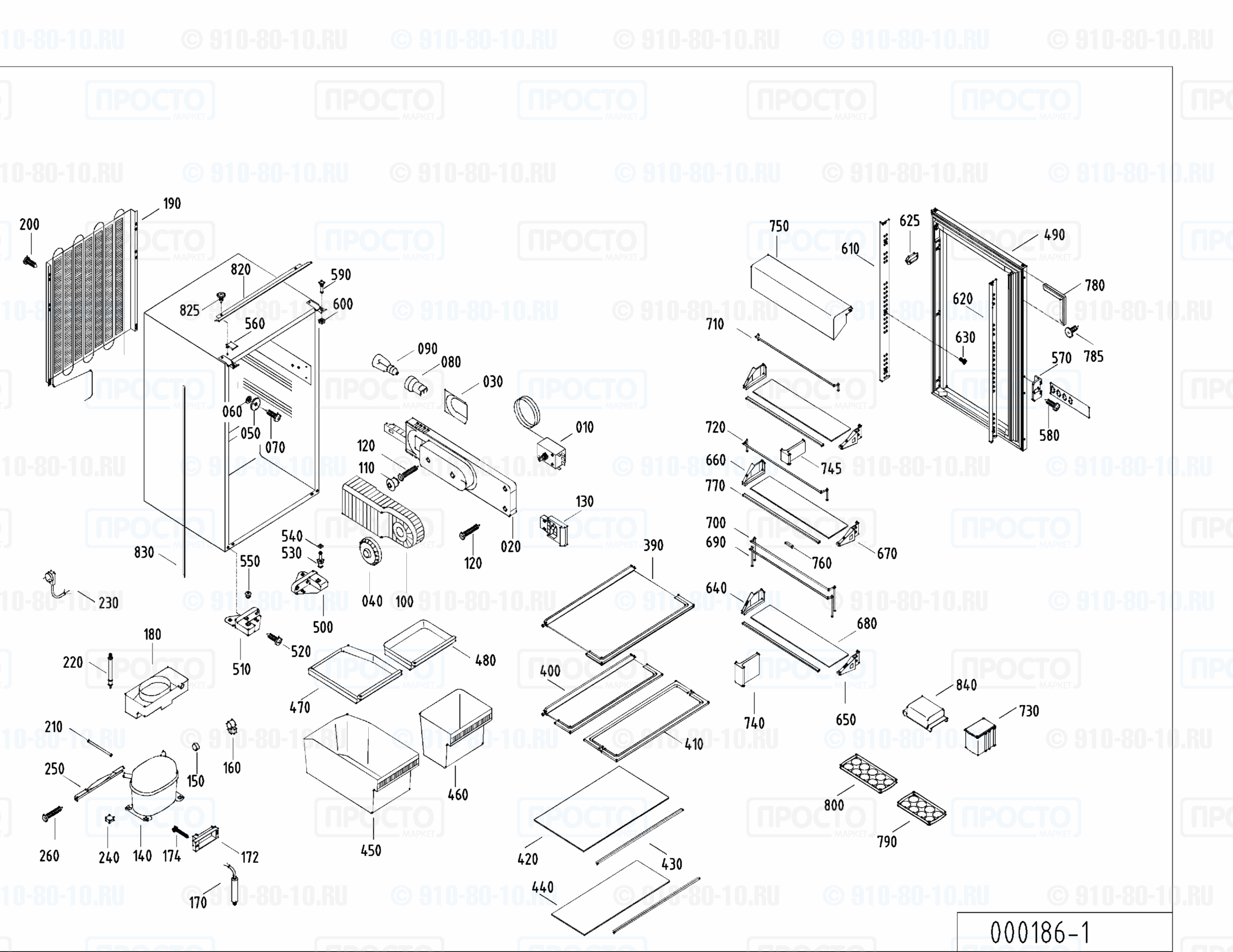 Взрыв-схема холодильника Liebherr KI 2530-10B