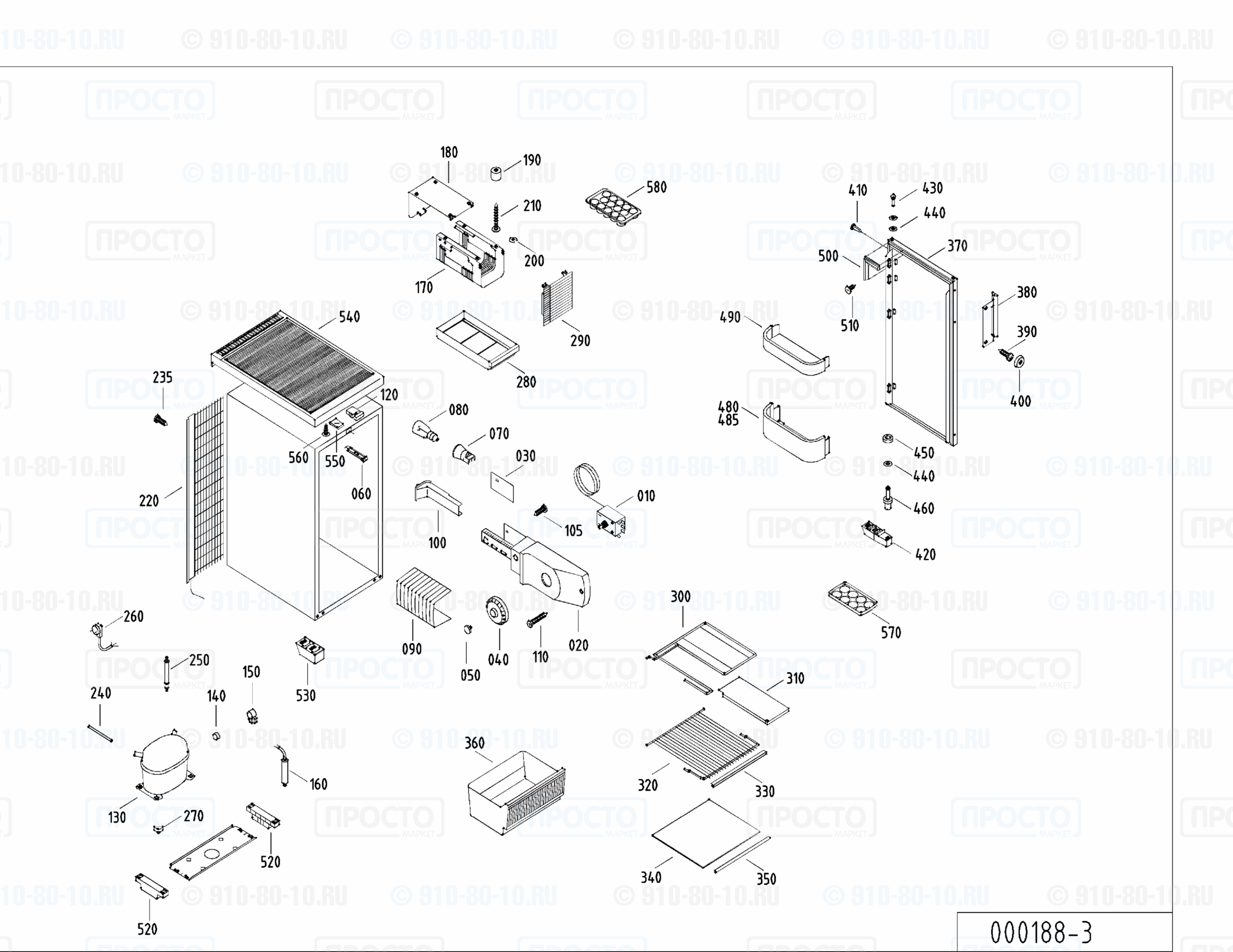 Взрыв-схема запчастей холодильника Liebherr KT 1221-12
