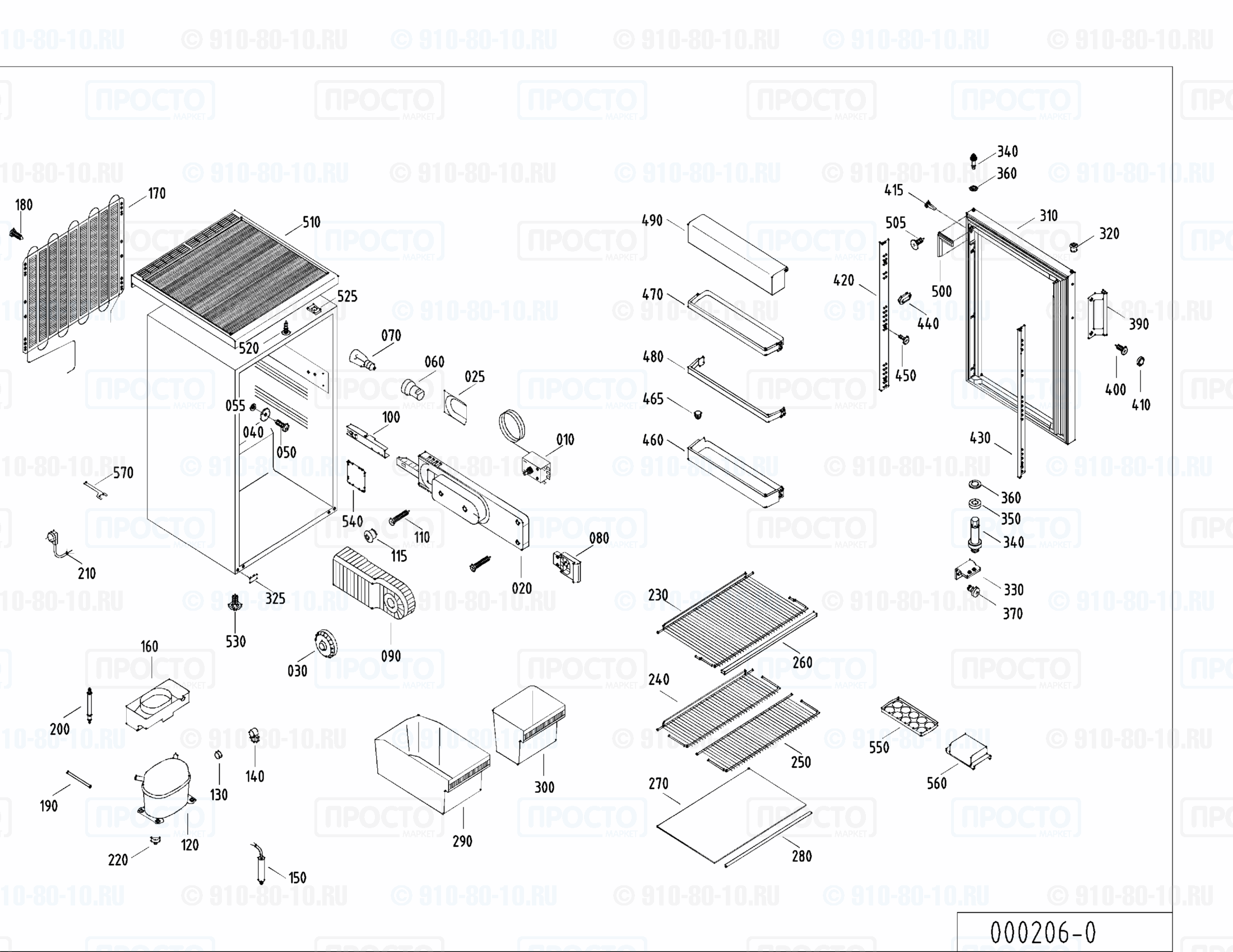 Взрыв-схема запчастей холодильника Liebherr KT 1710-10