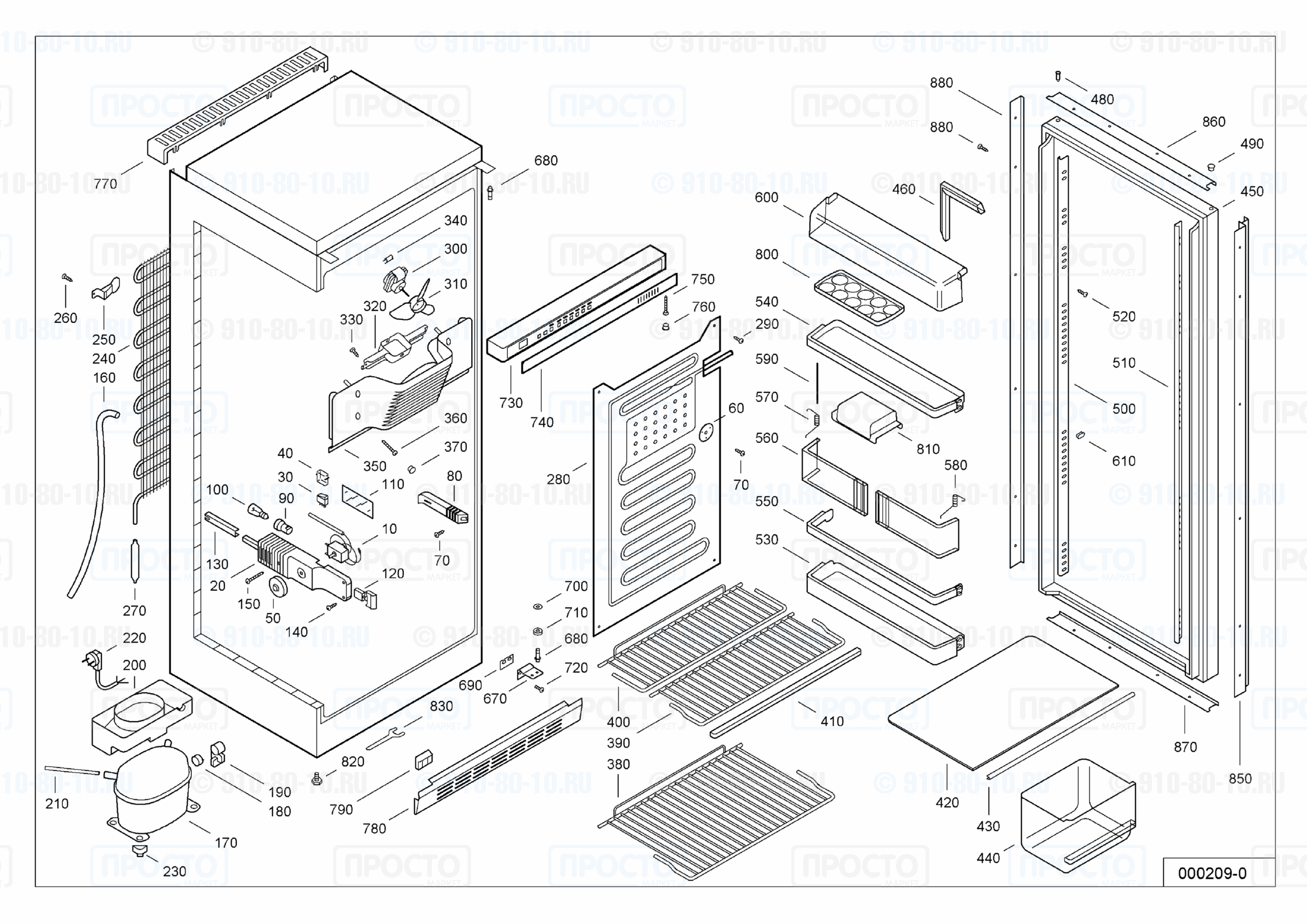 Взрыв-схема запчастей холодильника Liebherr KS 3610-10B