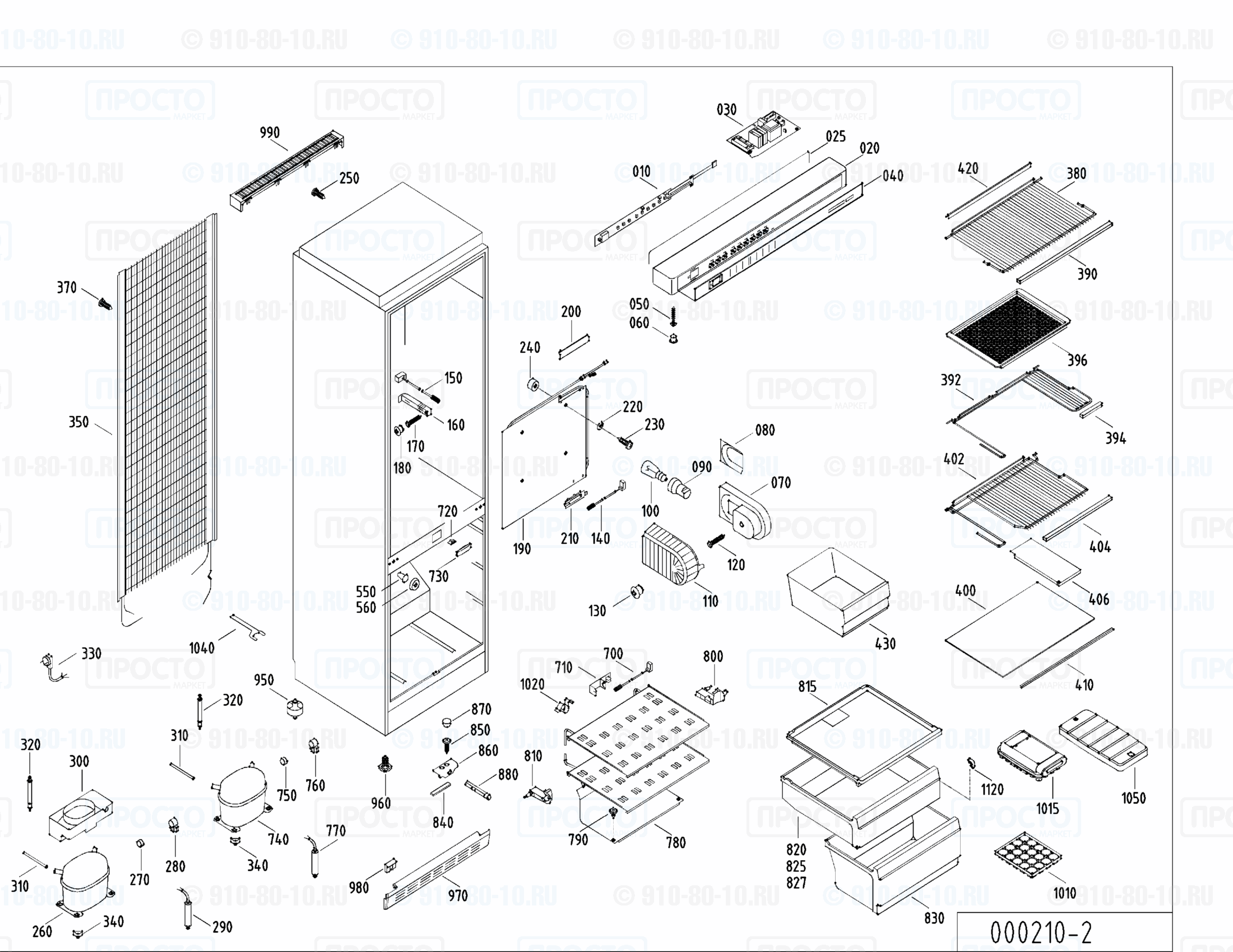 Взрыв-схема запчастей холодильника Liebherr KGT 3925-13