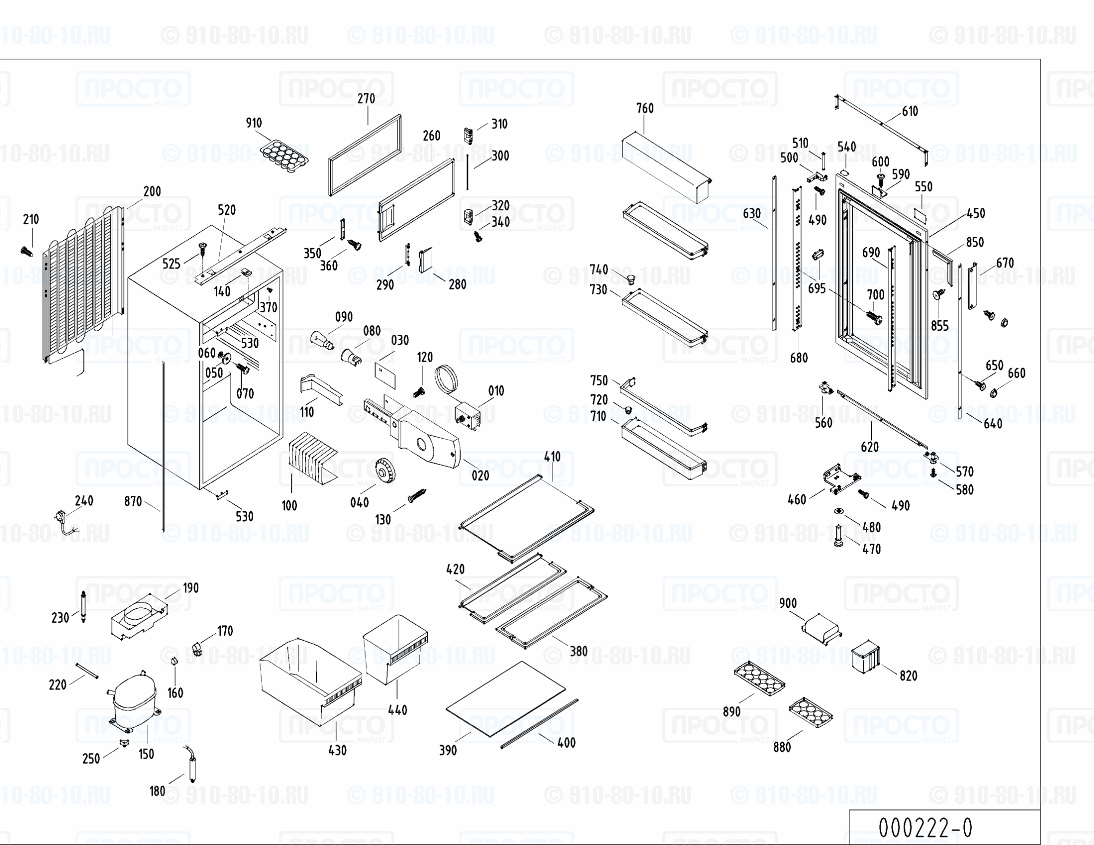 Взрыв-схема запчастей холодильника Liebherr KE 1633-50