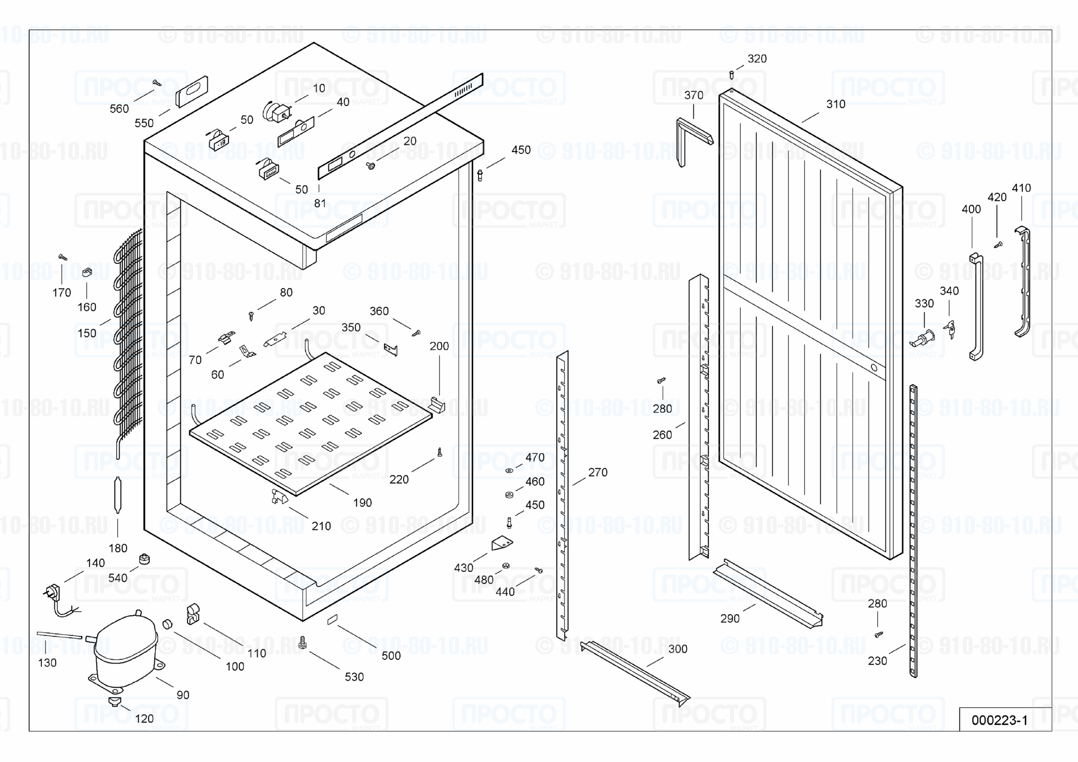 Взрыв-схема запчастей холодильника Liebherr TGS 4000-11