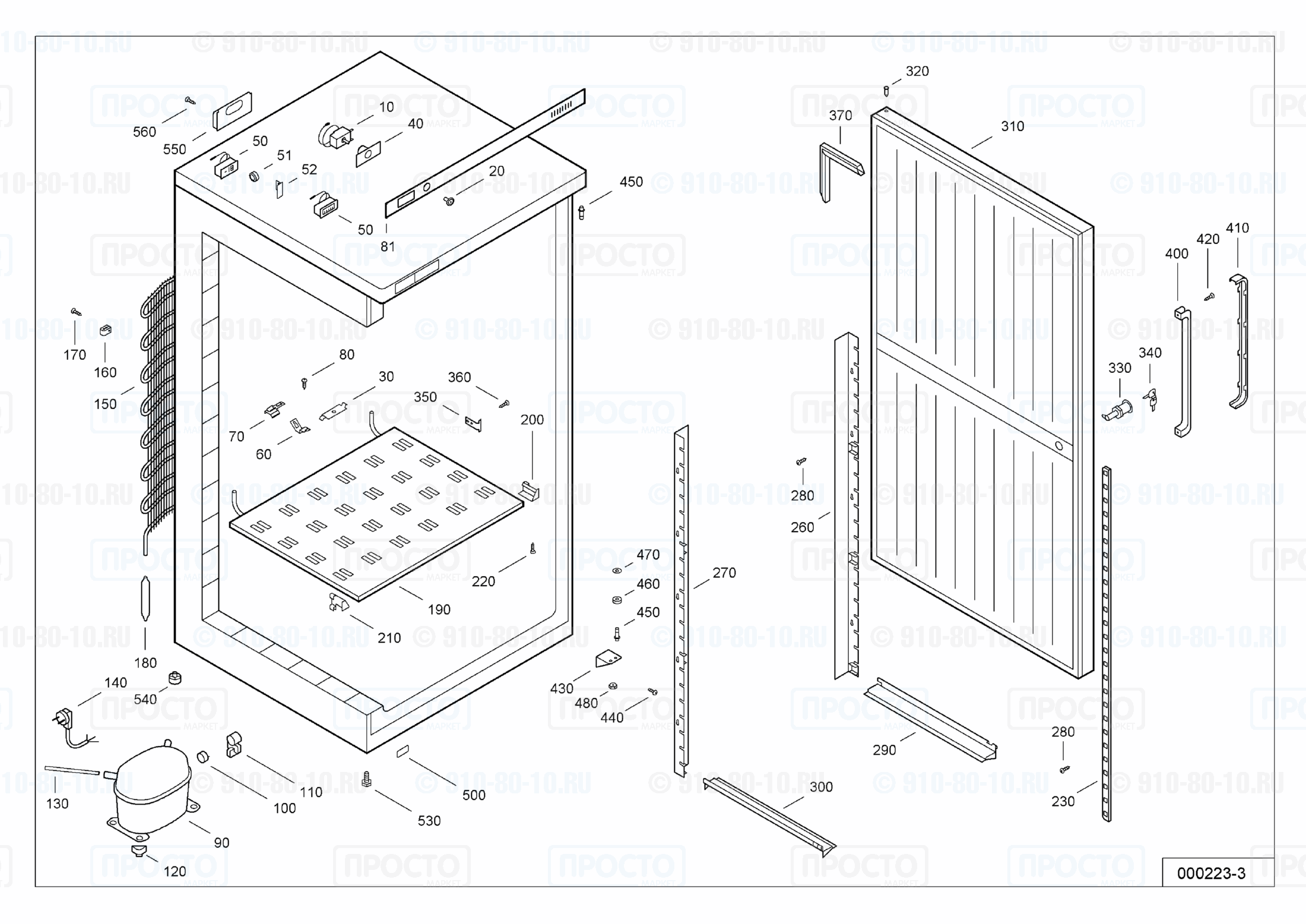 Взрыв-схема запчастей холодильника Liebherr TGS 4000-11B