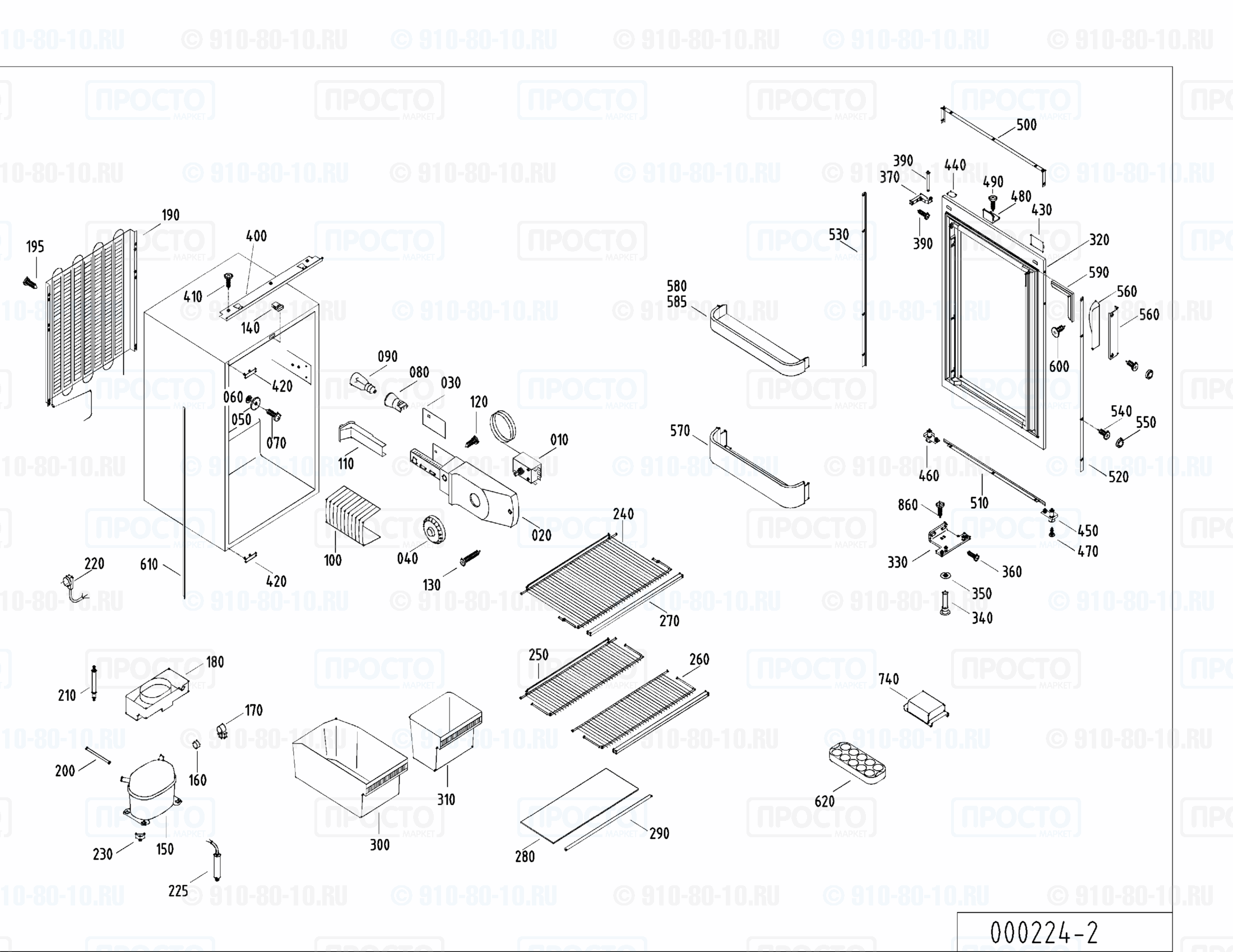 Взрыв-схема запчастей холодильника Liebherr KE 1810-21