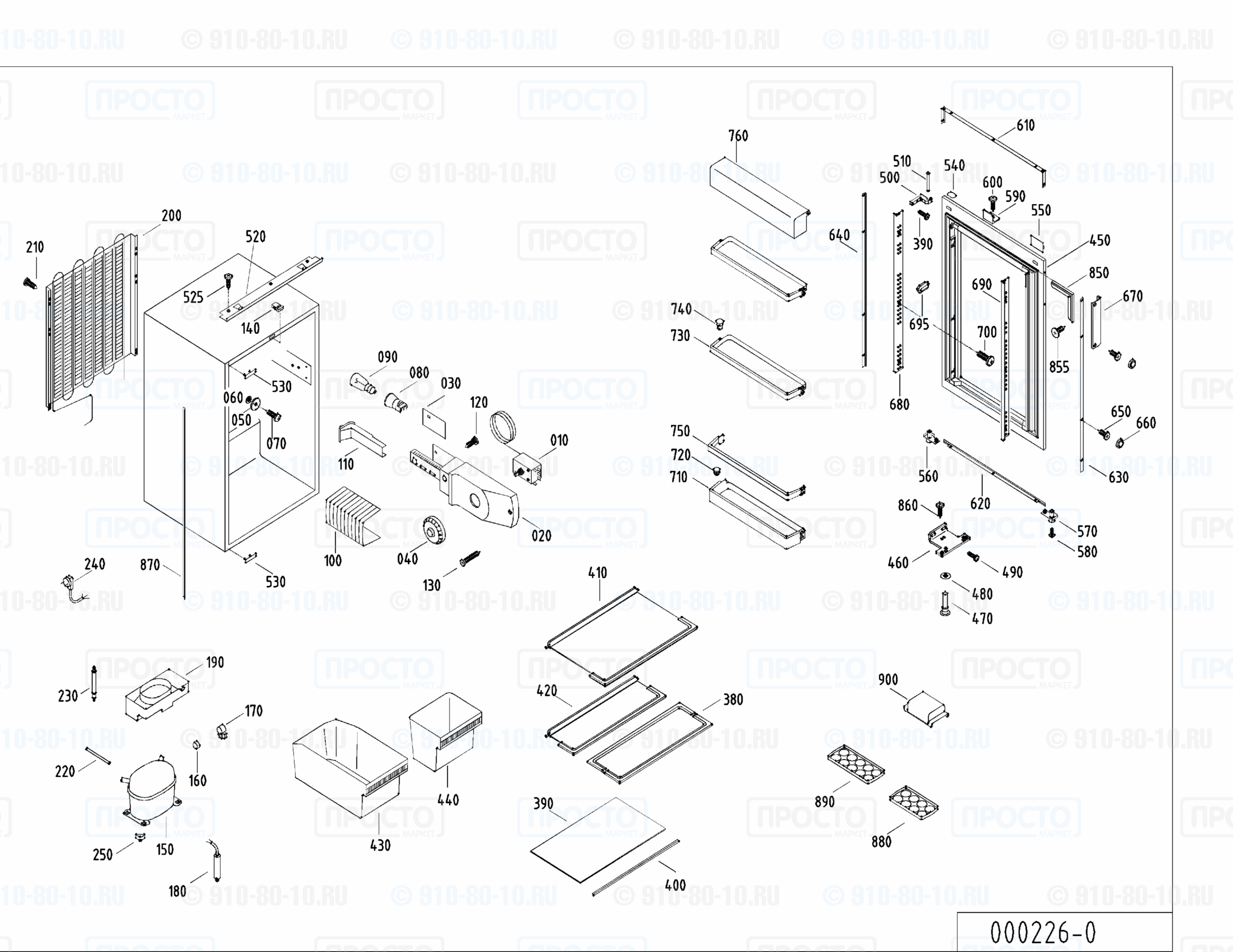 Взрыв-схема запчастей холодильника Liebherr KE 1830-50