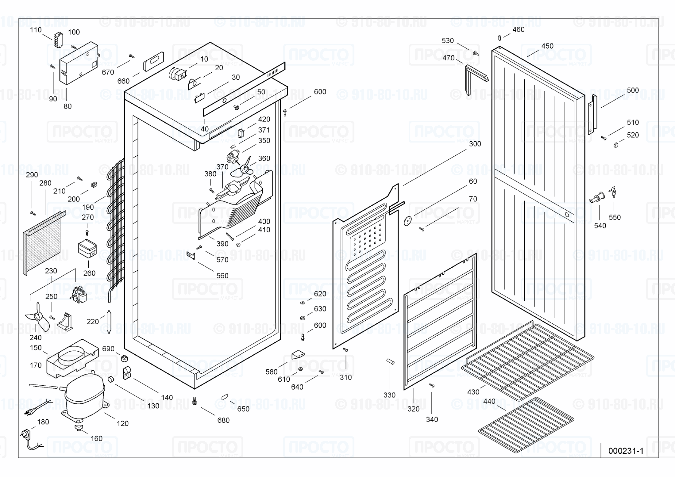 Взрыв-схема запчастей холодильника Liebherr UKS 3500-10A