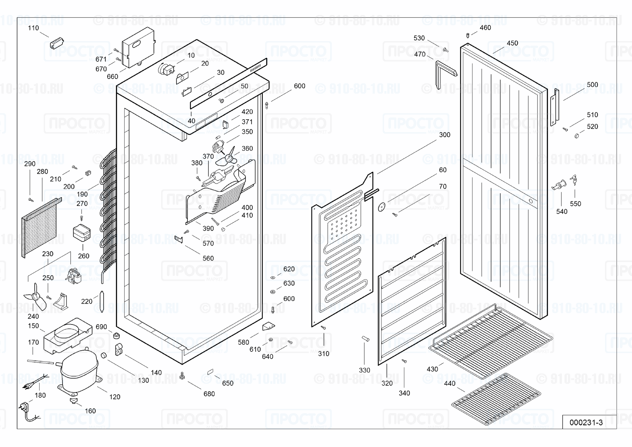 Взрыв-схема запчастей холодильника Liebherr UKS 3500-10B