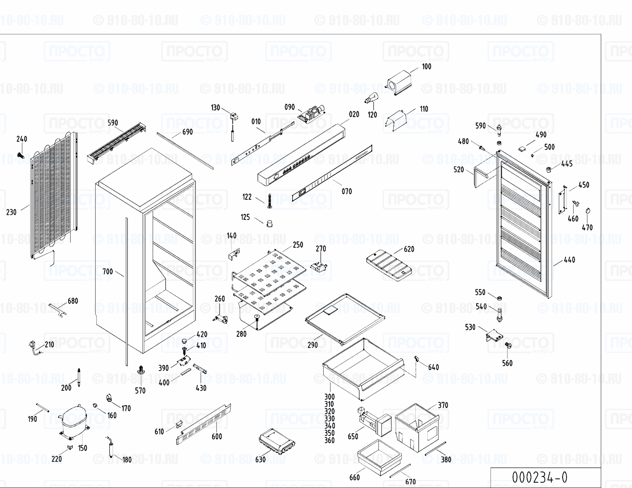 Взрыв-схема запчастей холодильника Liebherr GSED 2604-11