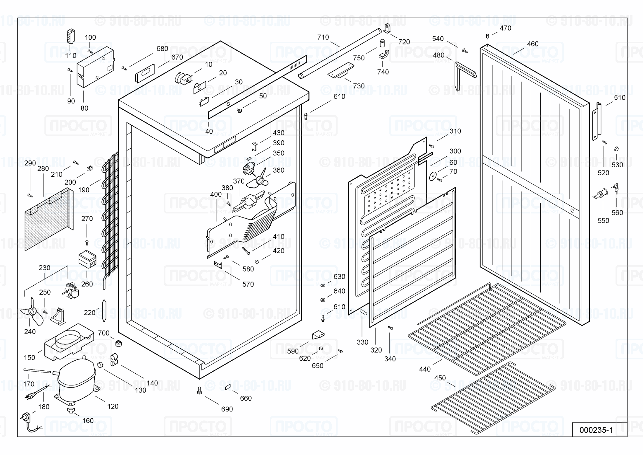 Взрыв-схема запчастей холодильника Liebherr UKS 4900-10B