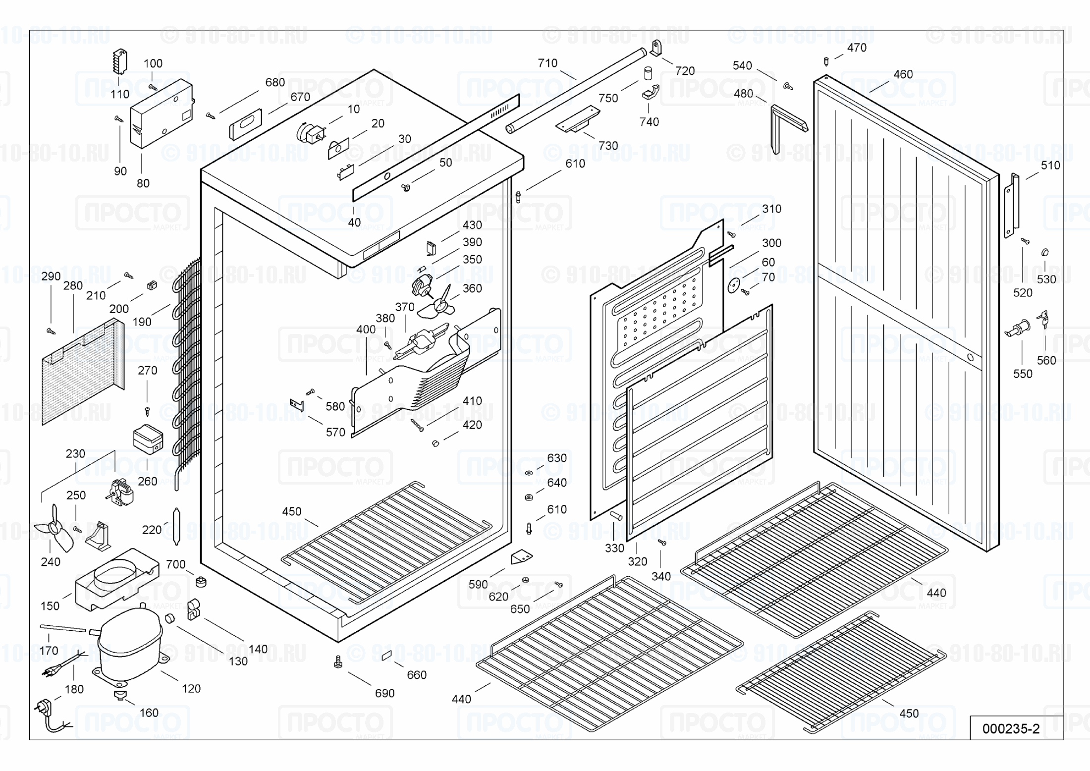 Взрыв-схема запчастей холодильника Liebherr UKS 4900-10A