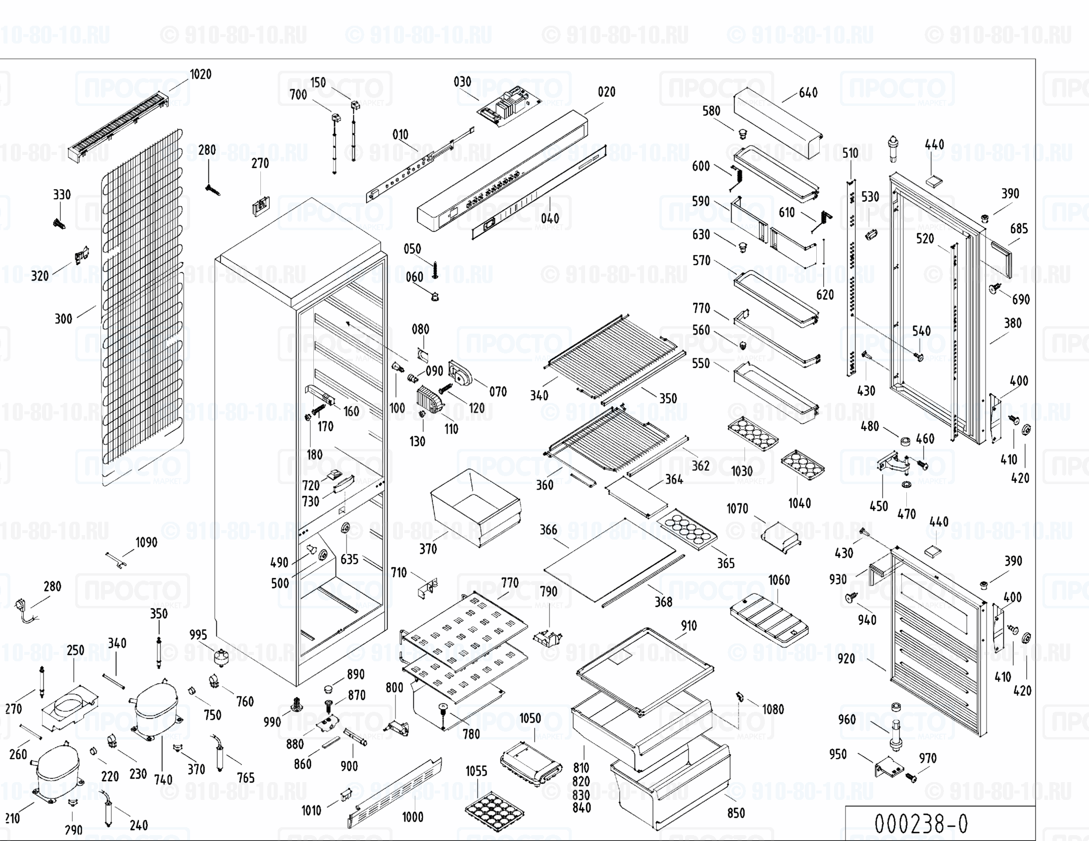 Взрыв-схема запчастей холодильника Liebherr KGK 2725-11