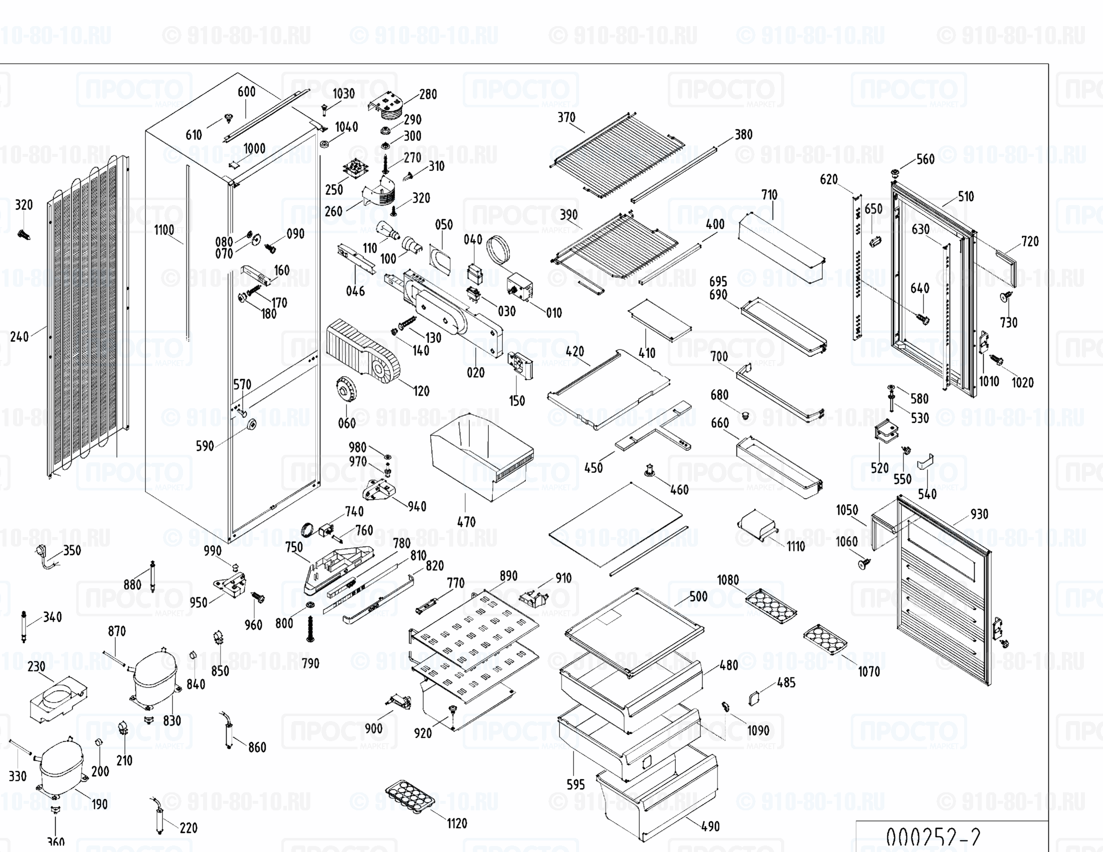 Взрыв-схема запчастей холодильника Liebherr KIKv 3322-10D