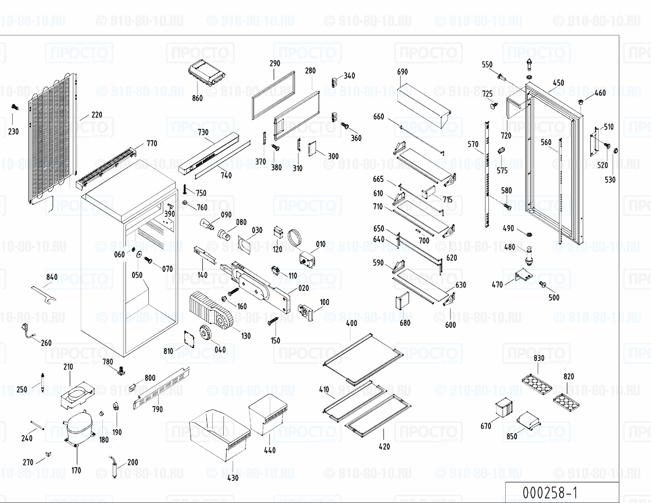 Взрыв-схема запчастей холодильника Liebherr KS 2433-10B
