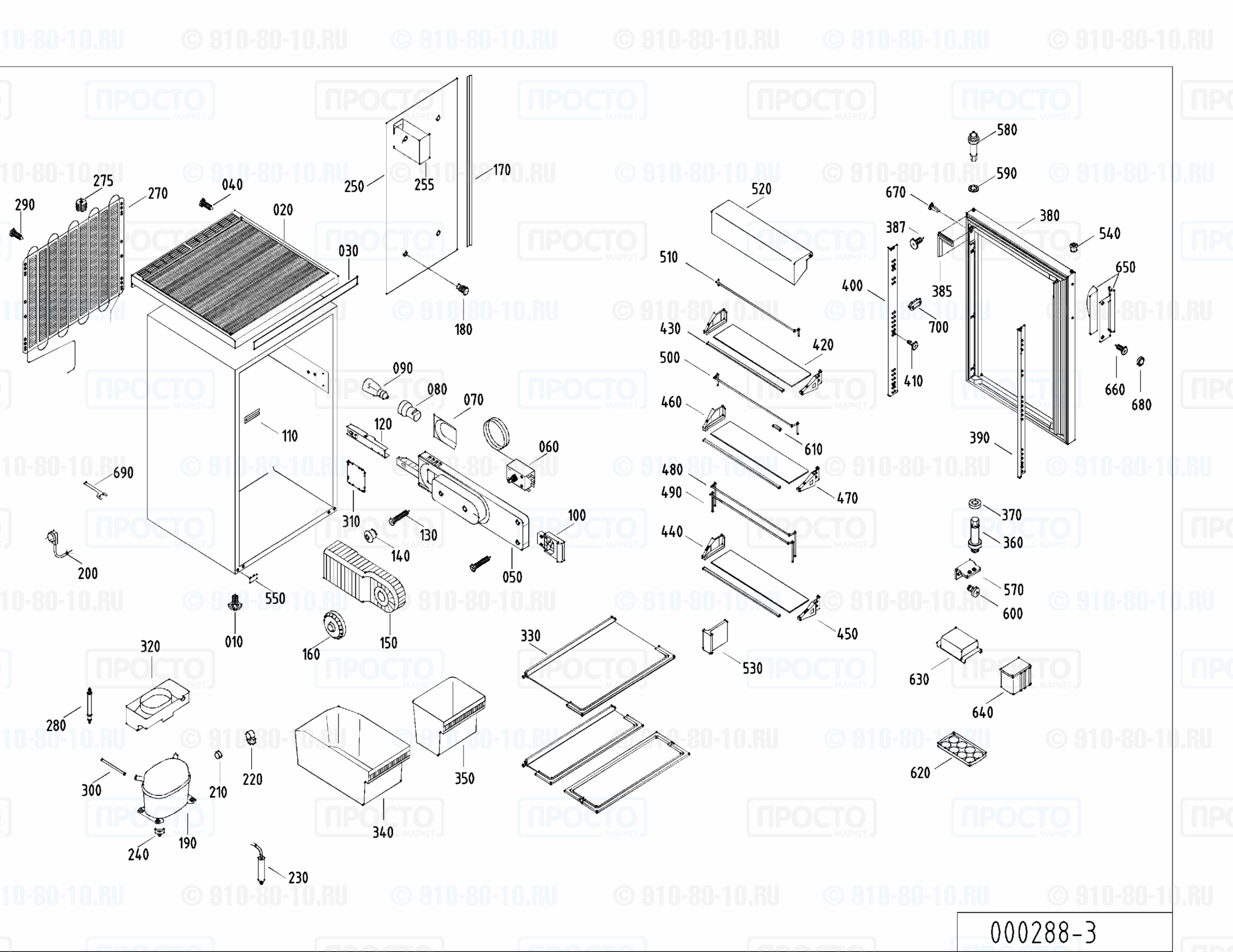 Взрыв-схема запчастей холодильника Liebherr KT 1480-21