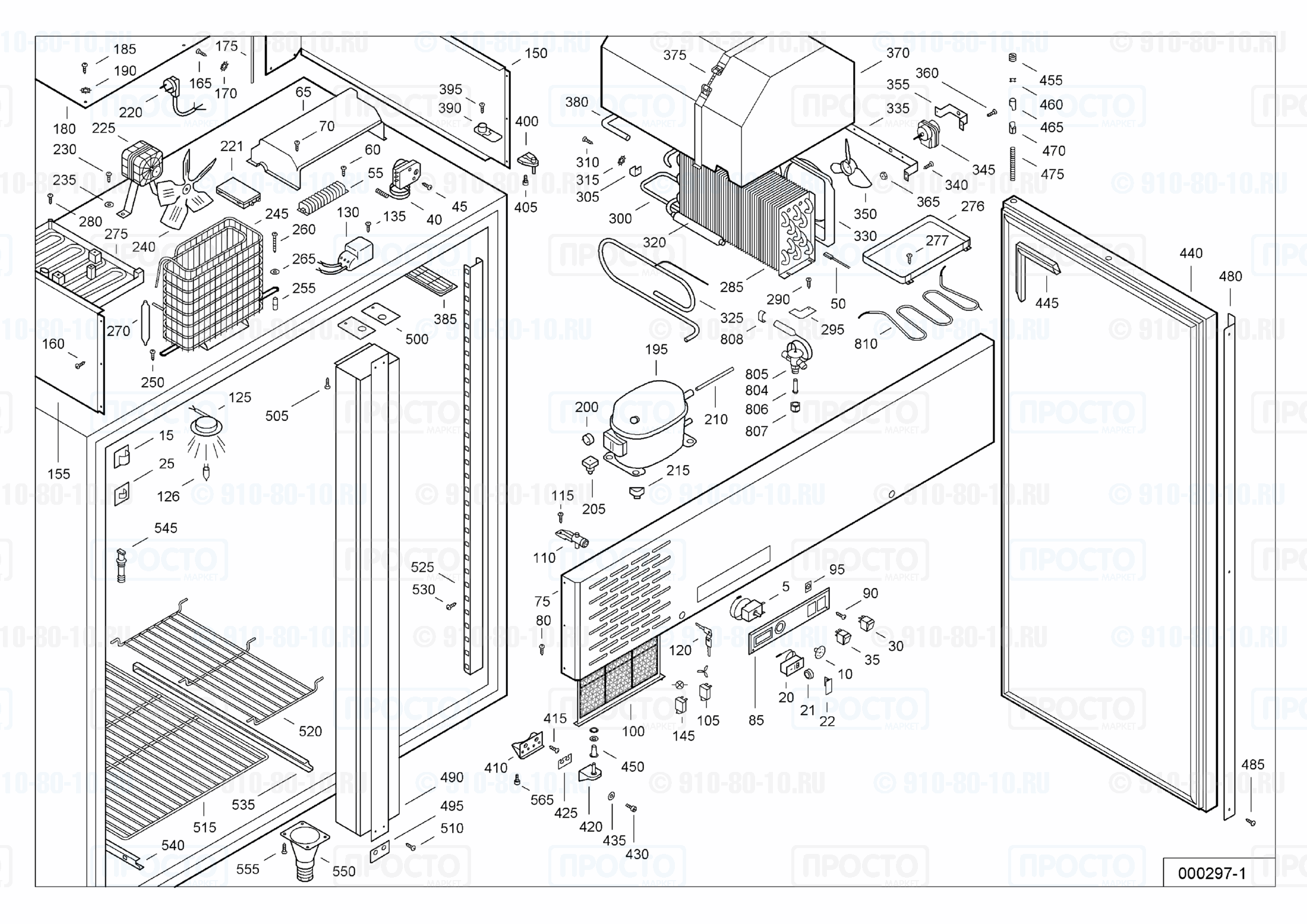 Взрыв-схема запчастей холодильника Liebherr GKS 1470-10A