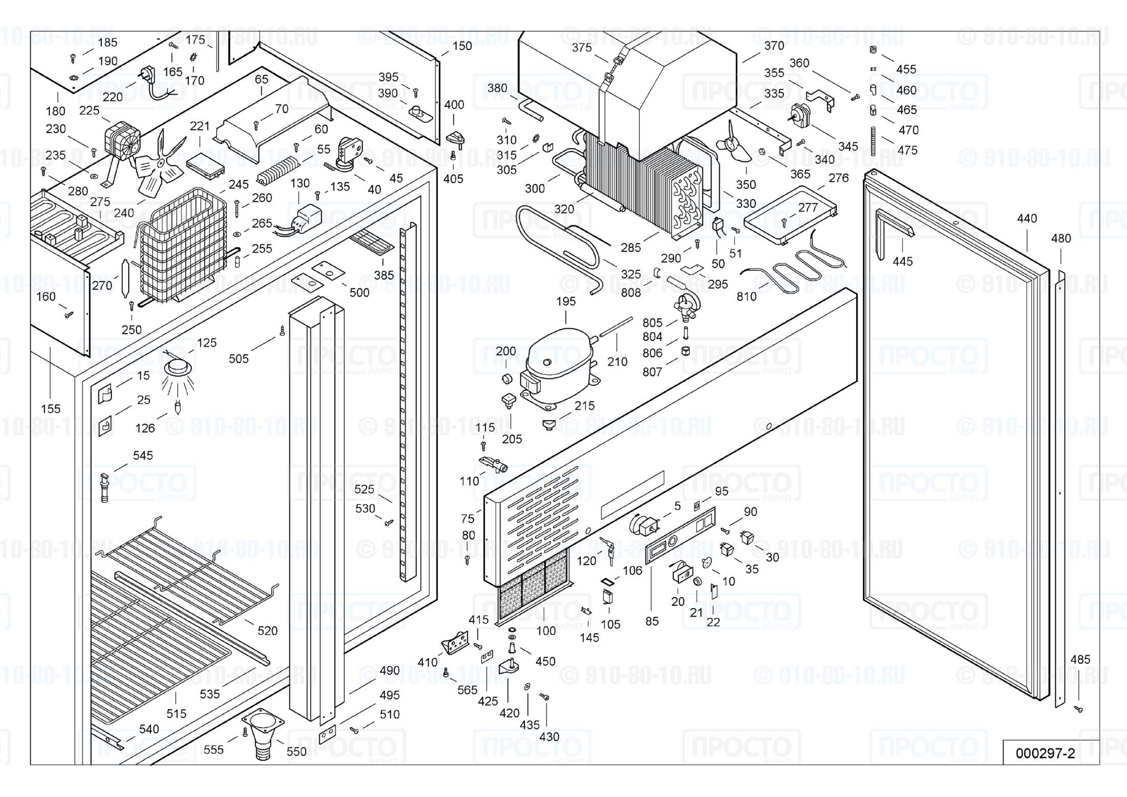 Взрыв-схема запчастей холодильника Liebherr GKS 1470-10B
