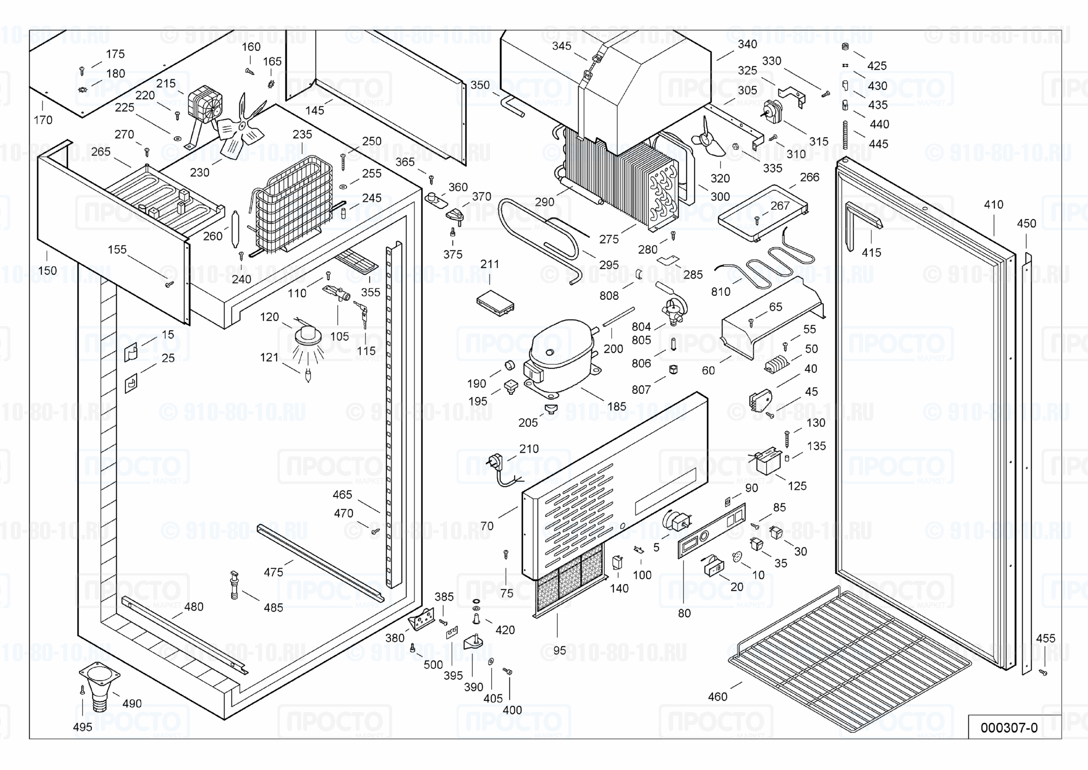 Взрыв-схема запчастей холодильника Liebherr GKS 5570-10