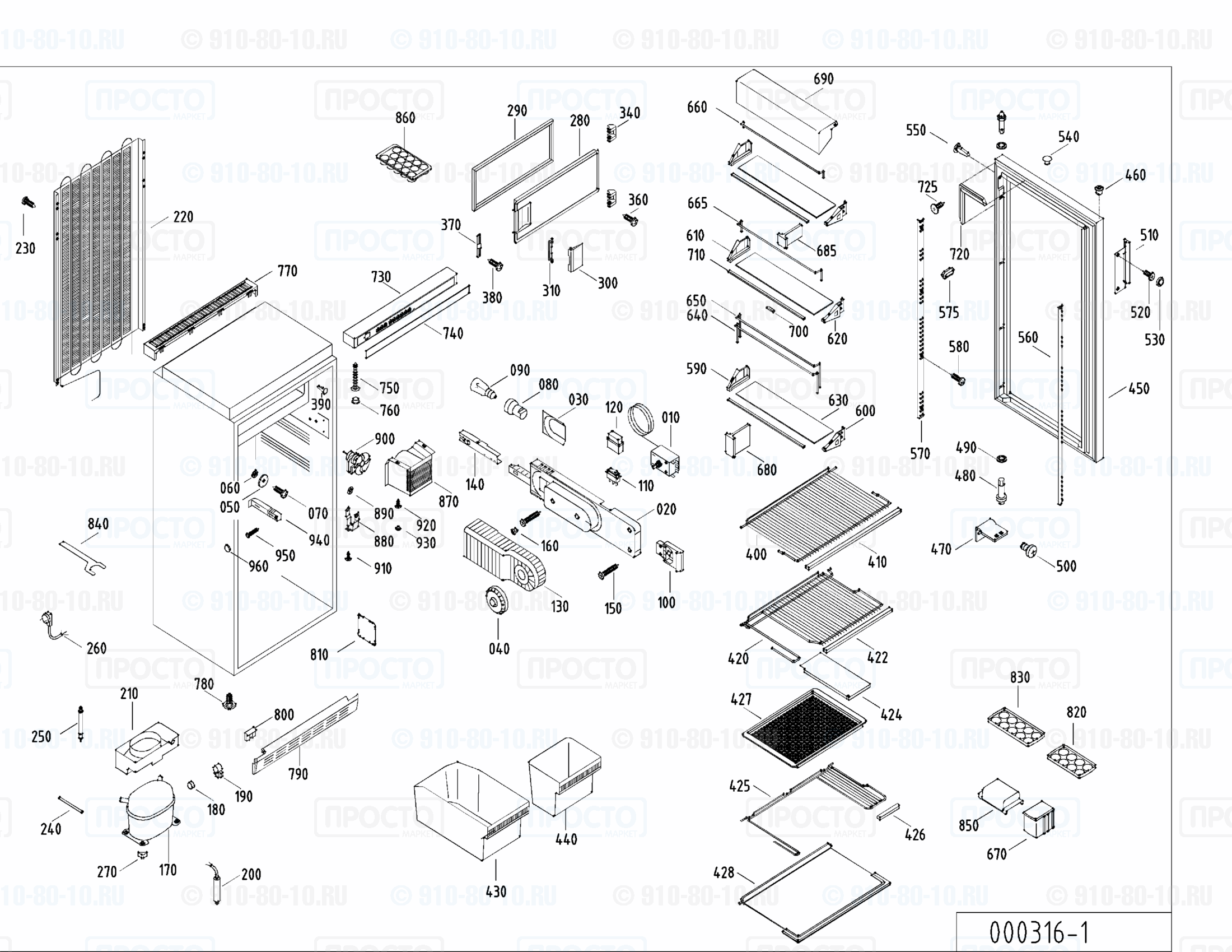 Взрыв-схема запчастей холодильника Liebherr KS 3033-11