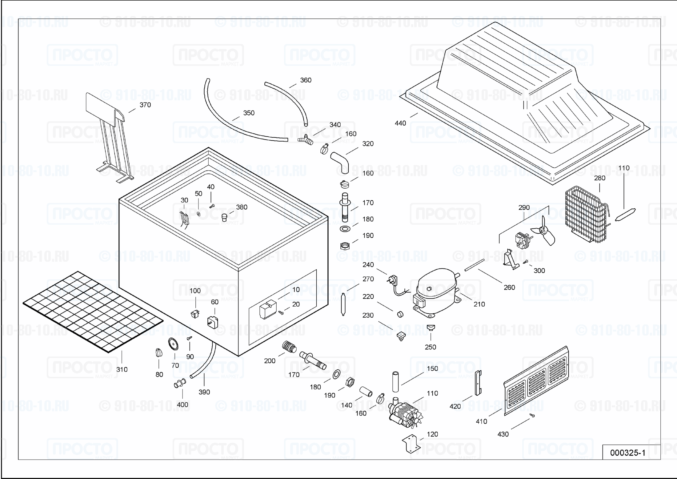 Взрыв-схема запчастей холодильника Liebherr EWK 1600-10A