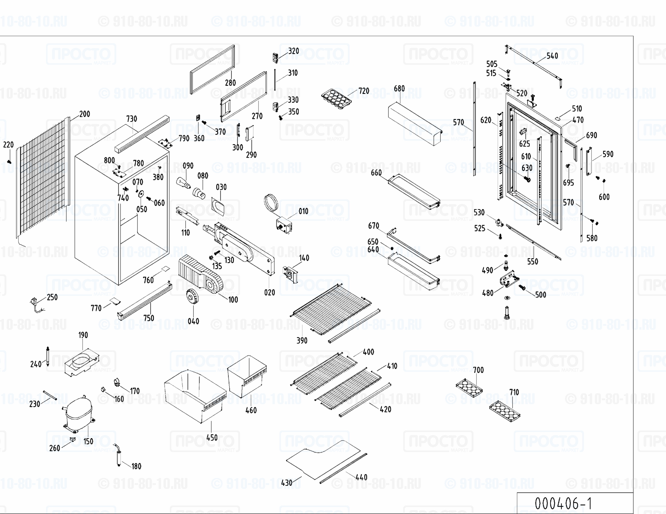Взрыв-схема запчастей холодильника Liebherr KE 1673-10