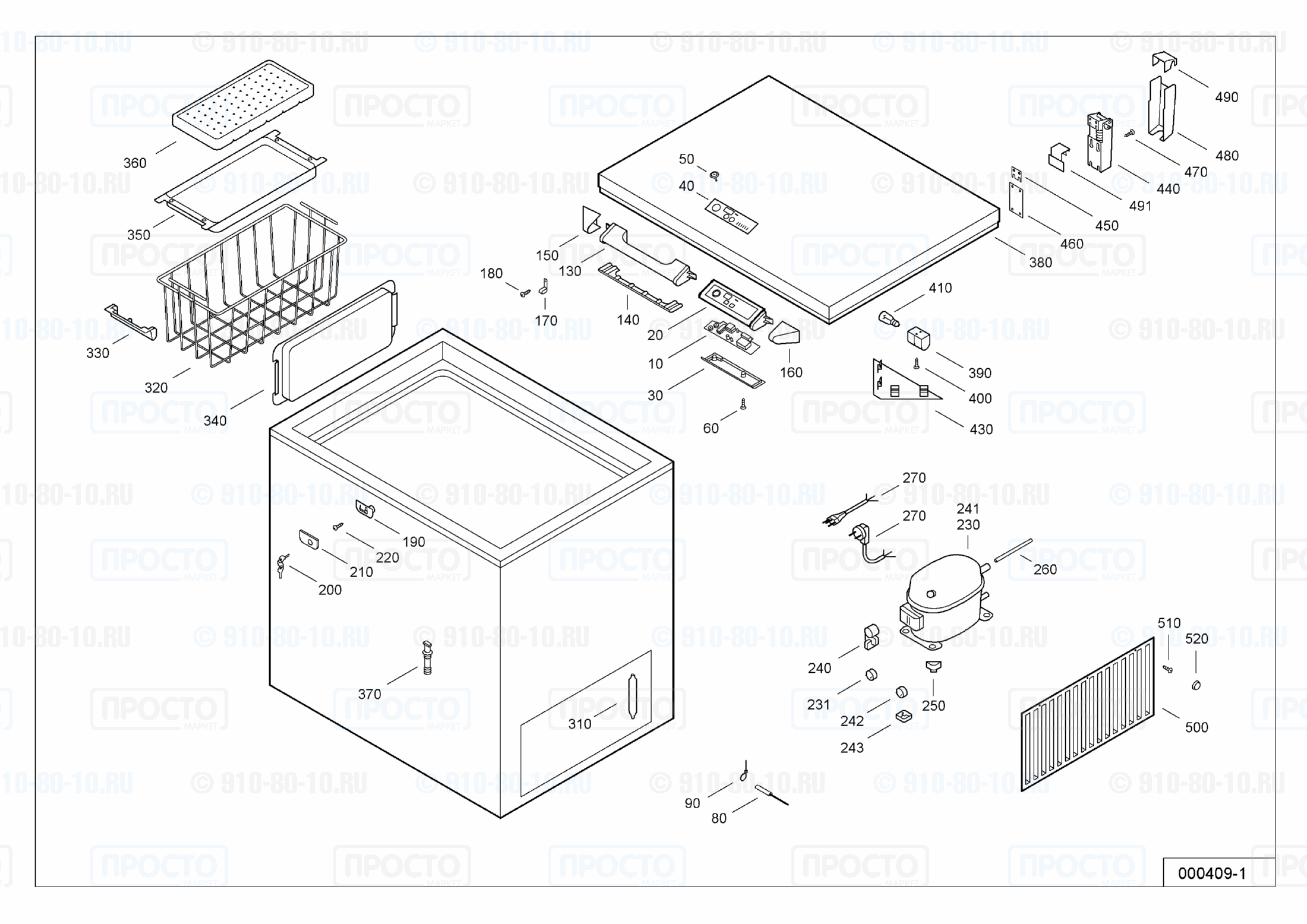 Взрыв-схема запчастей холодильника Liebherr GTS 2663-21B