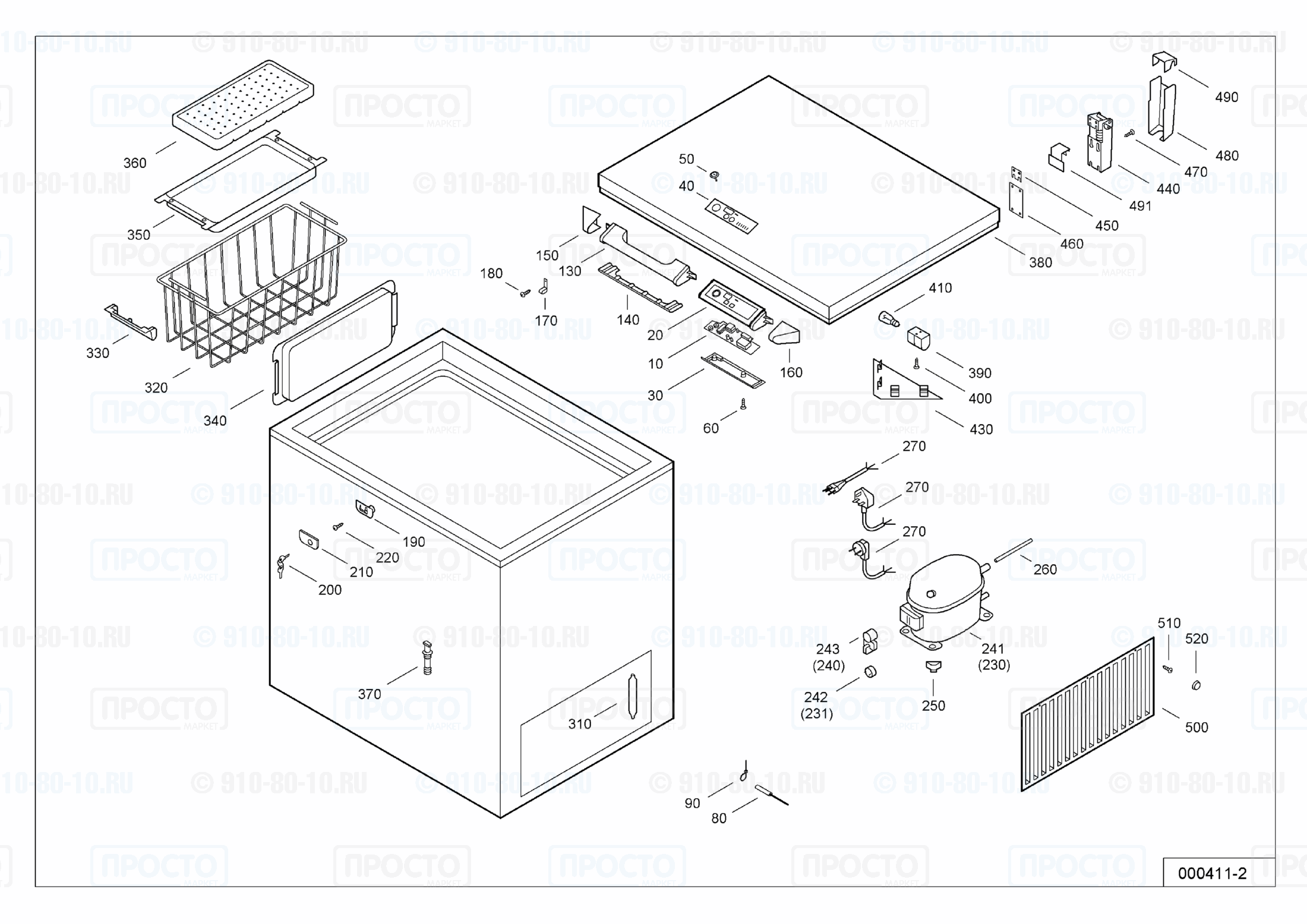 Взрыв-схема запчастей холодильника Liebherr GTS 3163-22A