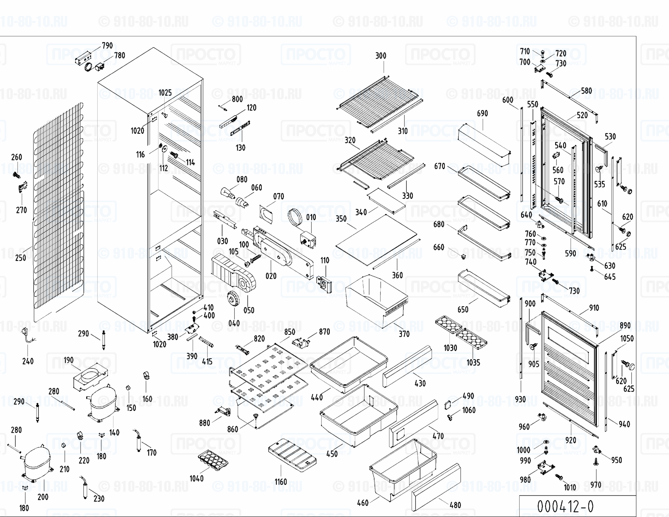 Взрыв-схема запчастей холодильника Liebherr KEK 3172-10