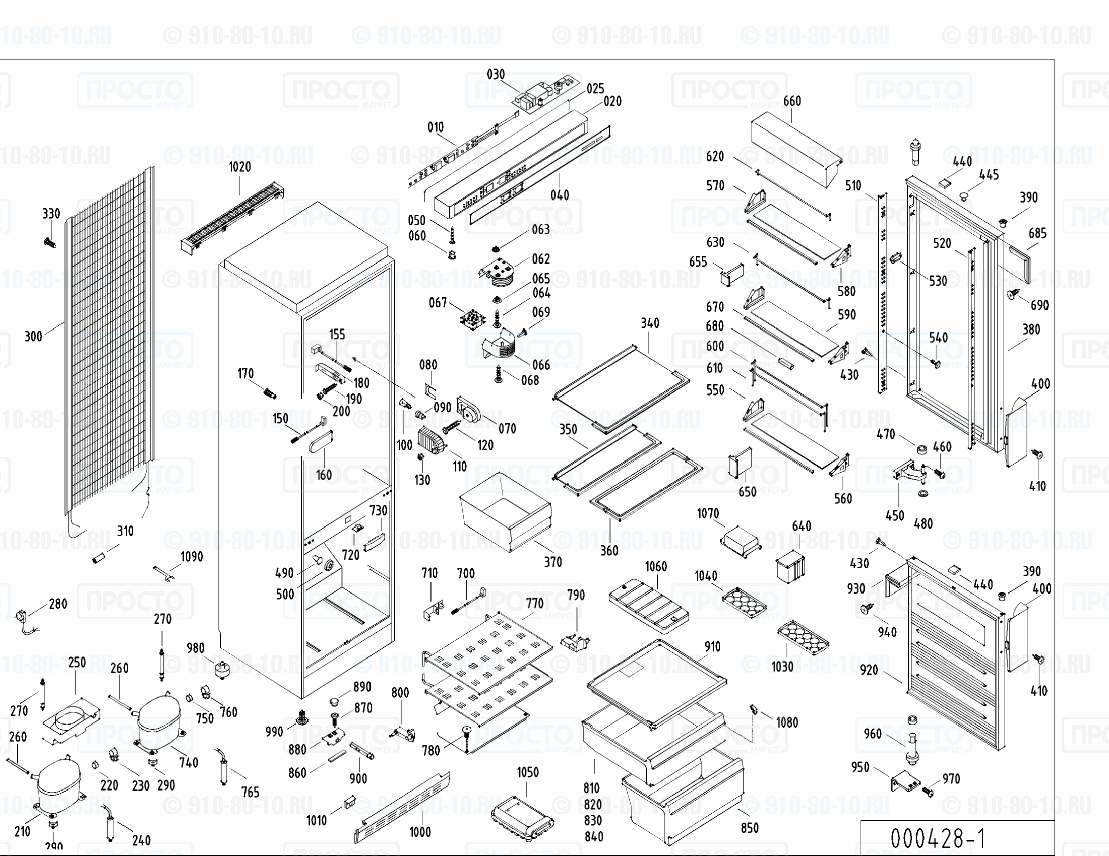 Взрыв-схема запчастей холодильника Liebherr KGKv 4055-13