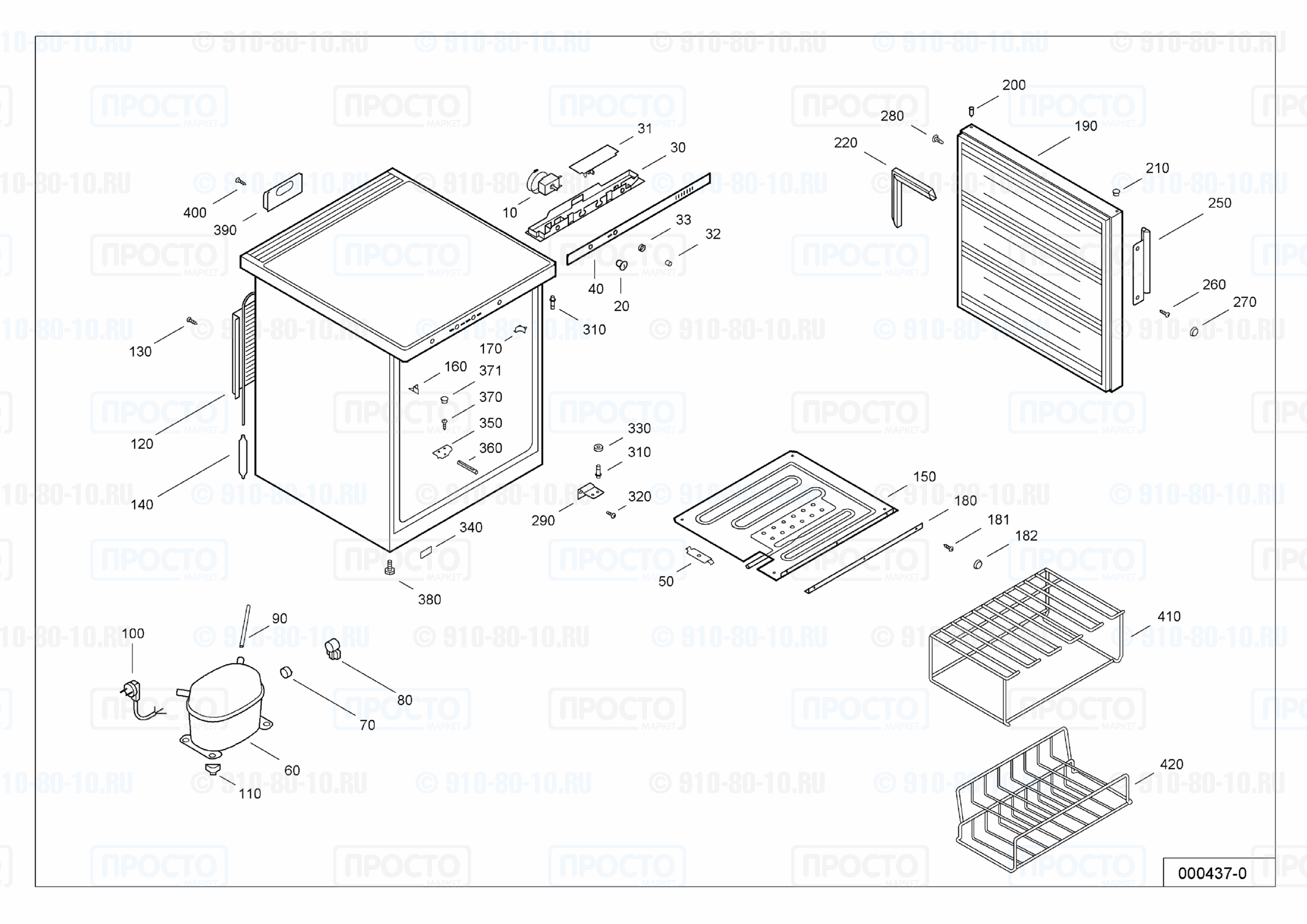 Взрыв-схема запчастей холодильника Liebherr SBw 800-11