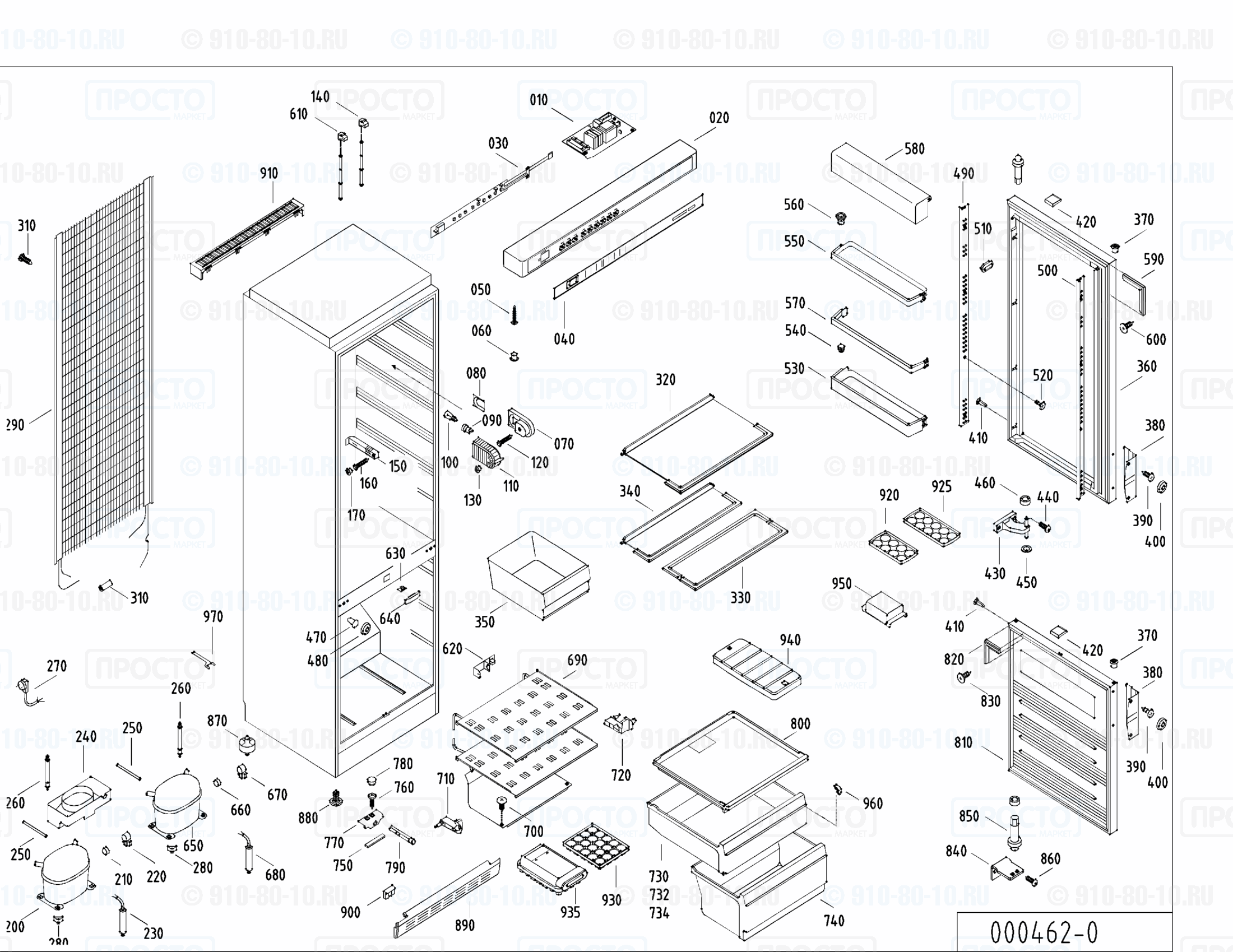 Взрыв-схема запчастей холодильника Liebherr KGK 3255-52B