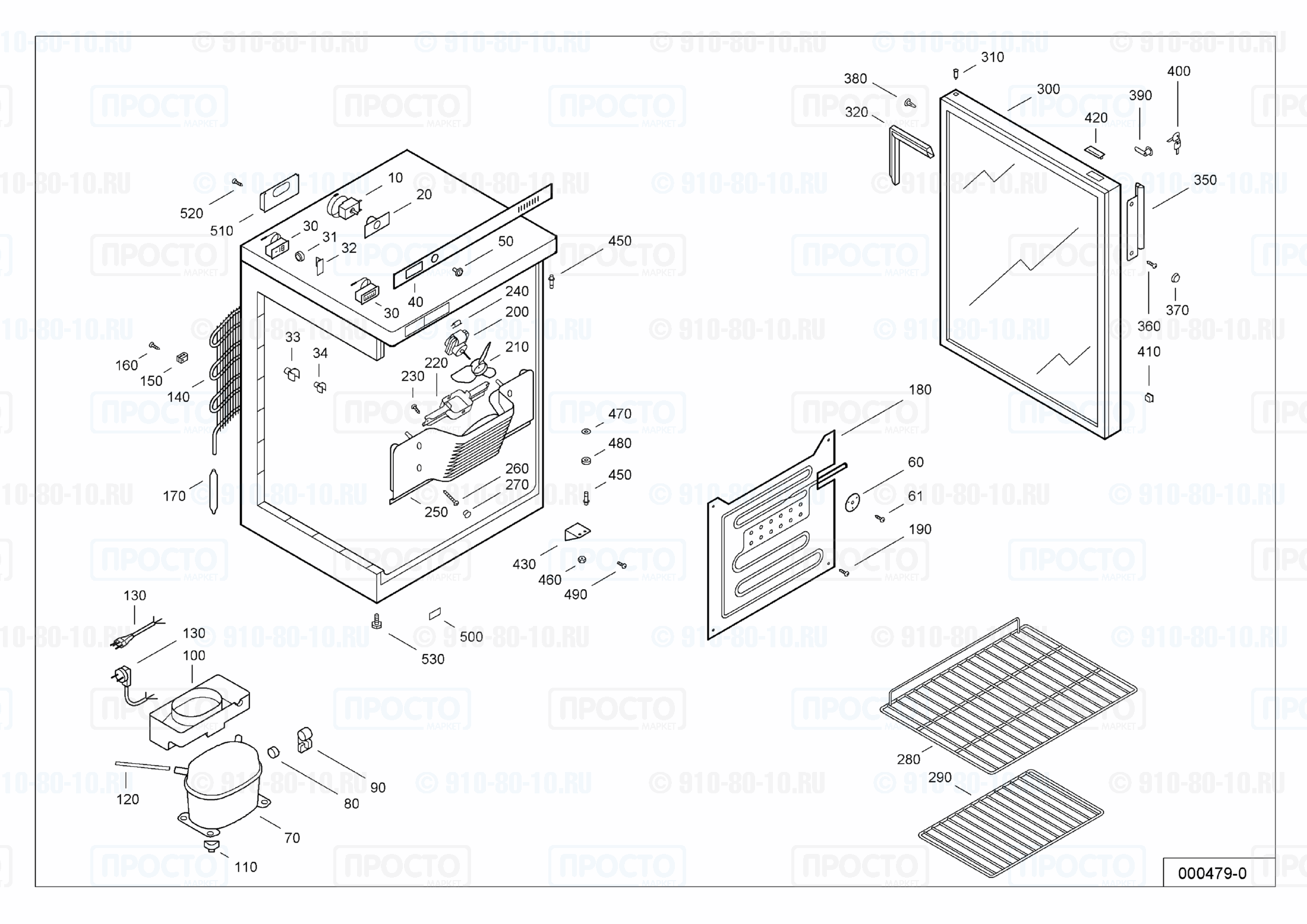 Взрыв-схема запчастей холодильника Liebherr UKS 1801-10