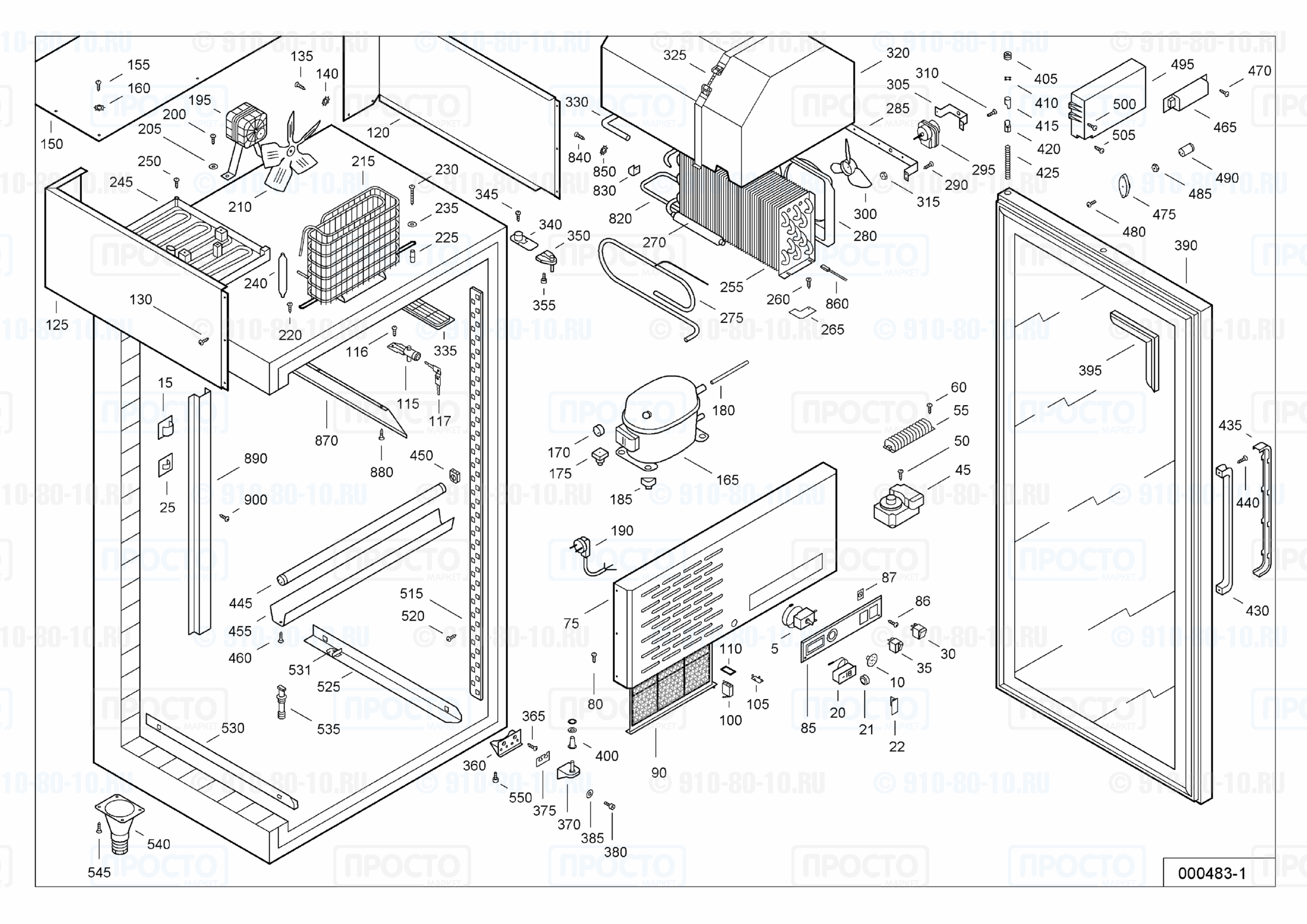 Взрыв-схема запчастей холодильника Liebherr GKS 5572-10D
