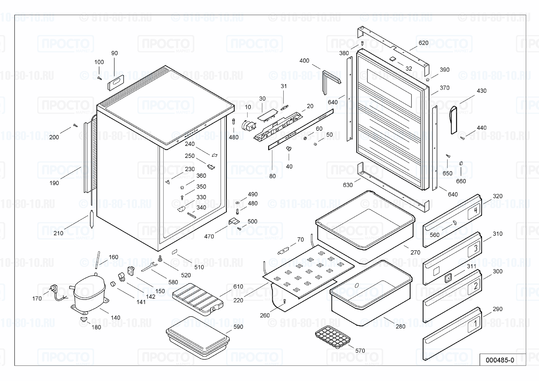 Взрыв-схема запчастей холодильника Liebherr GS 1582-29