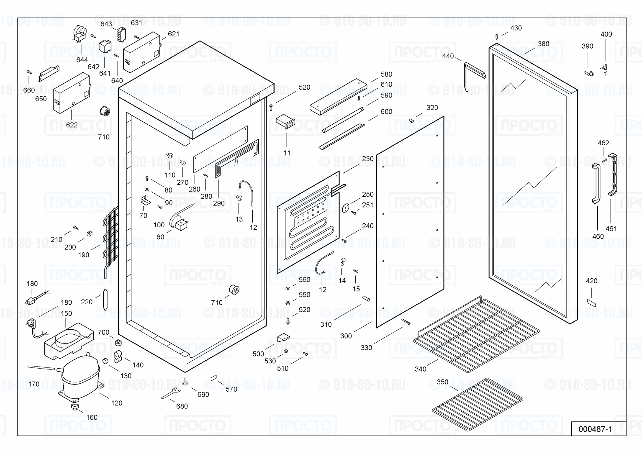 Взрыв-схема запчастей холодильника Liebherr WTSw 3202-10K