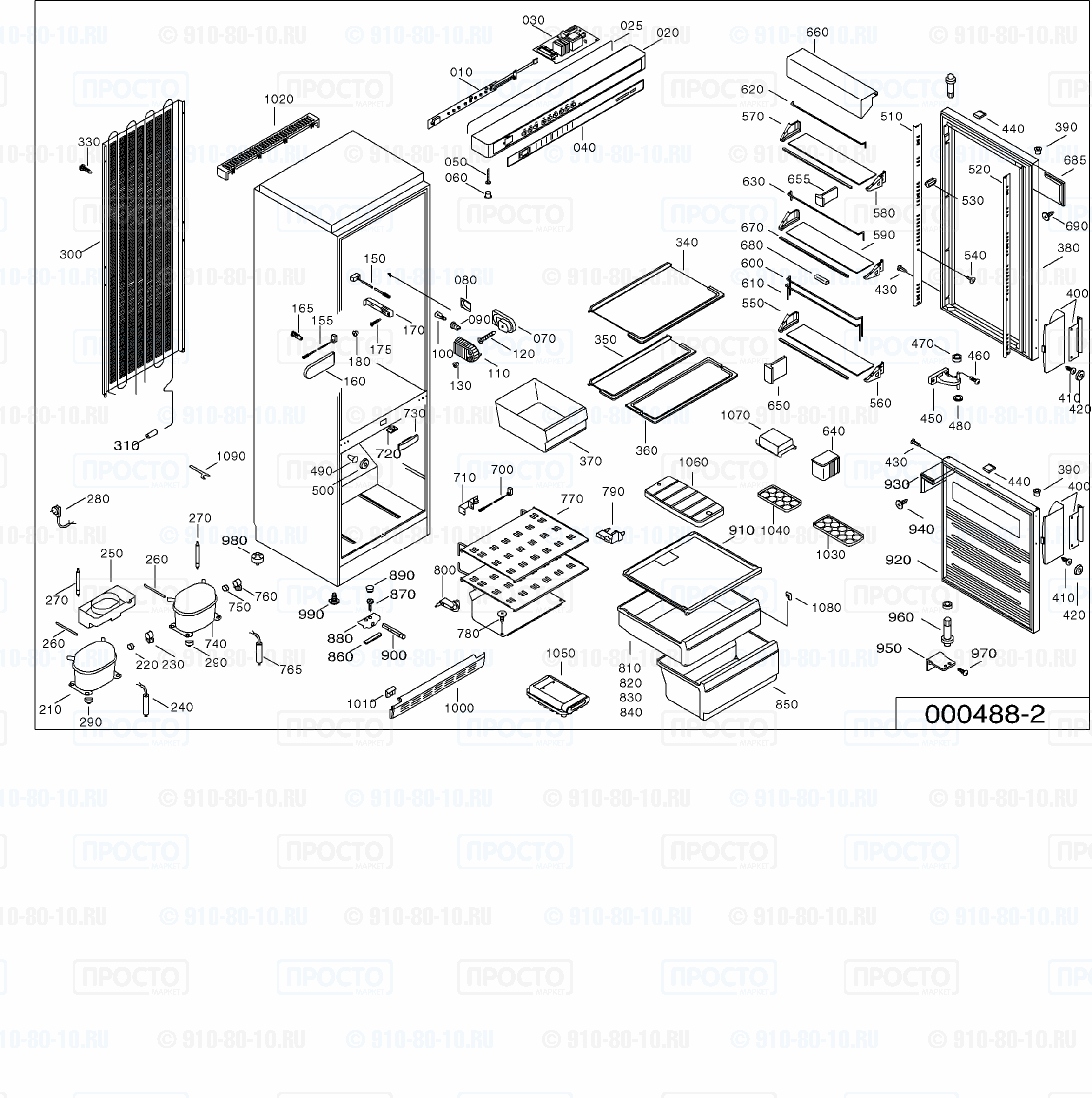Взрыв-схема запчастей холодильника Liebherr KGK 3255-23