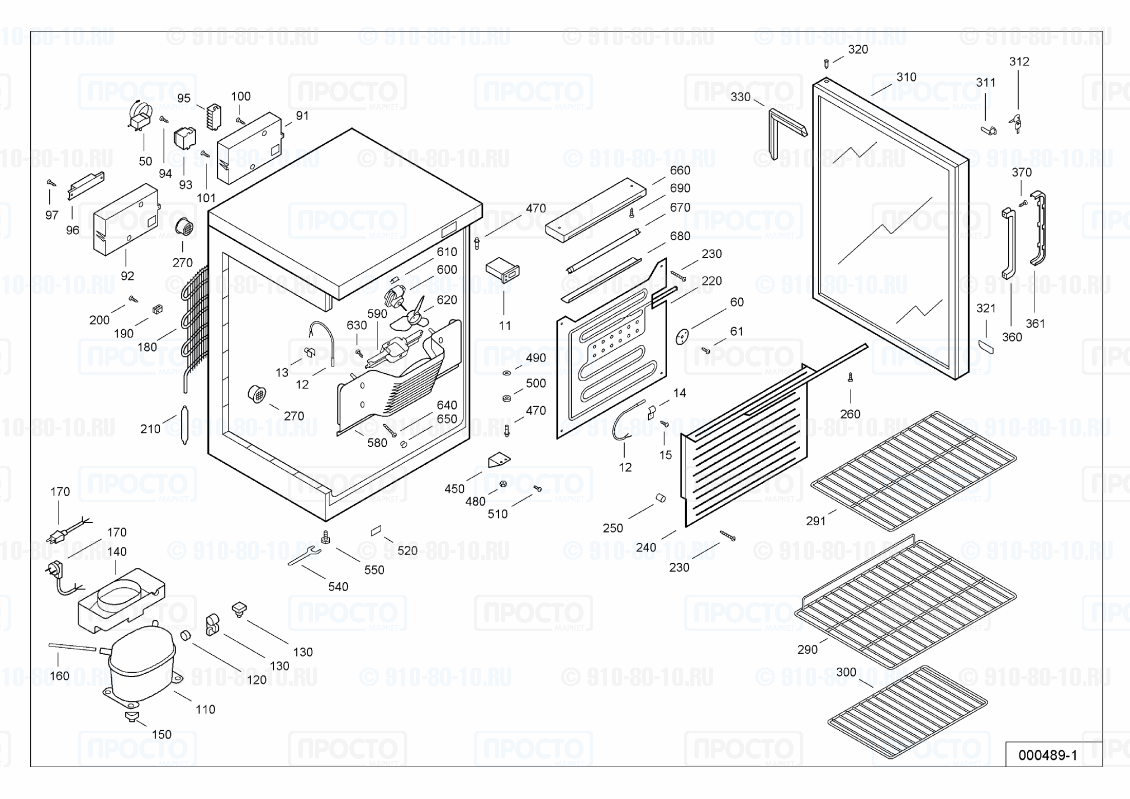Взрыв-схема запчастей холодильника Liebherr WKSw 1802-10F