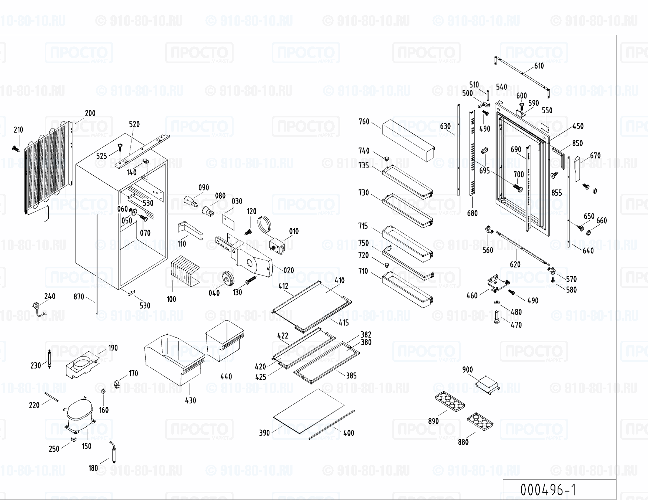 Взрыв-схема запчастей холодильника Liebherr KE 1830-20A