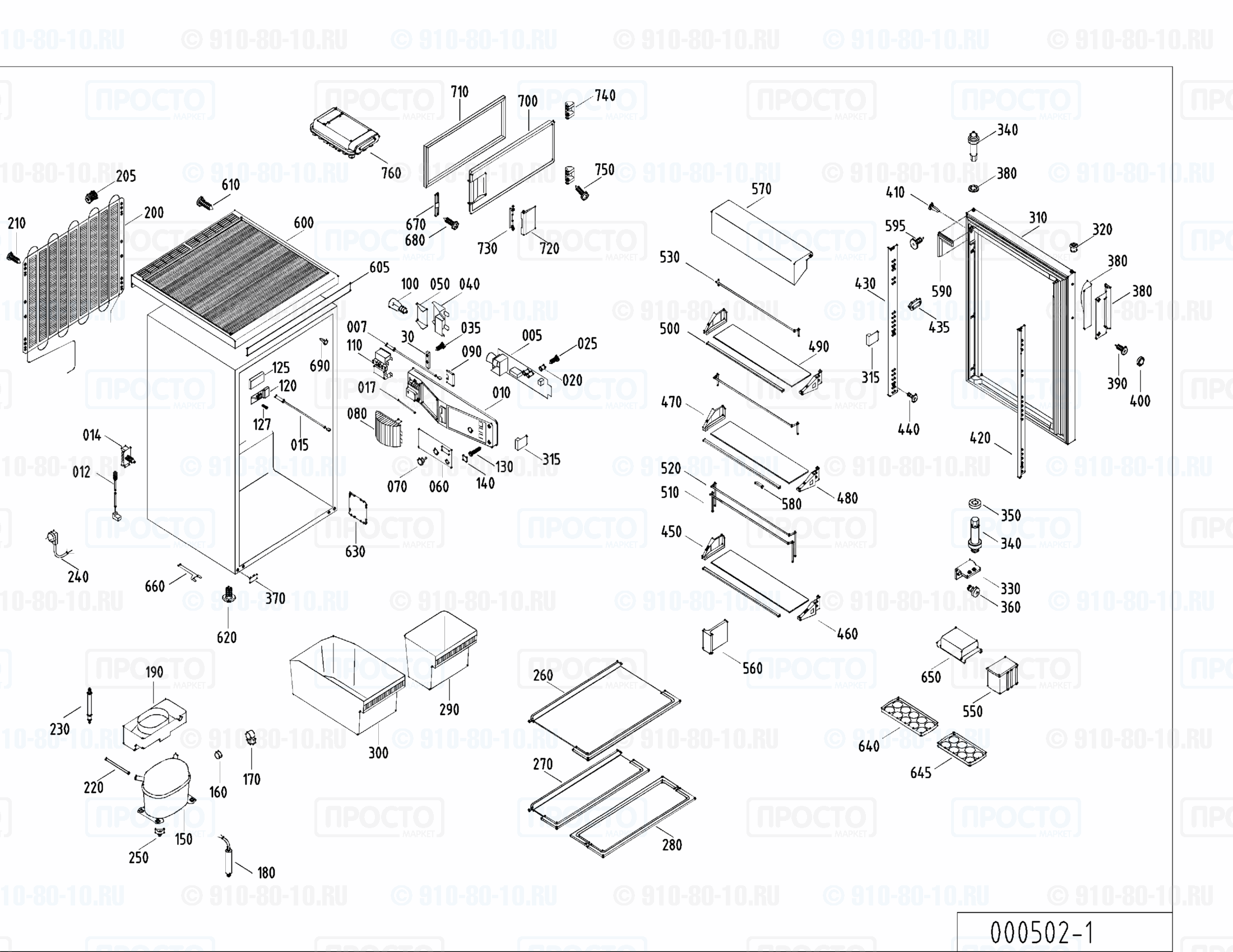 Взрыв-схема холодильника Liebherr KTe 1483-21F