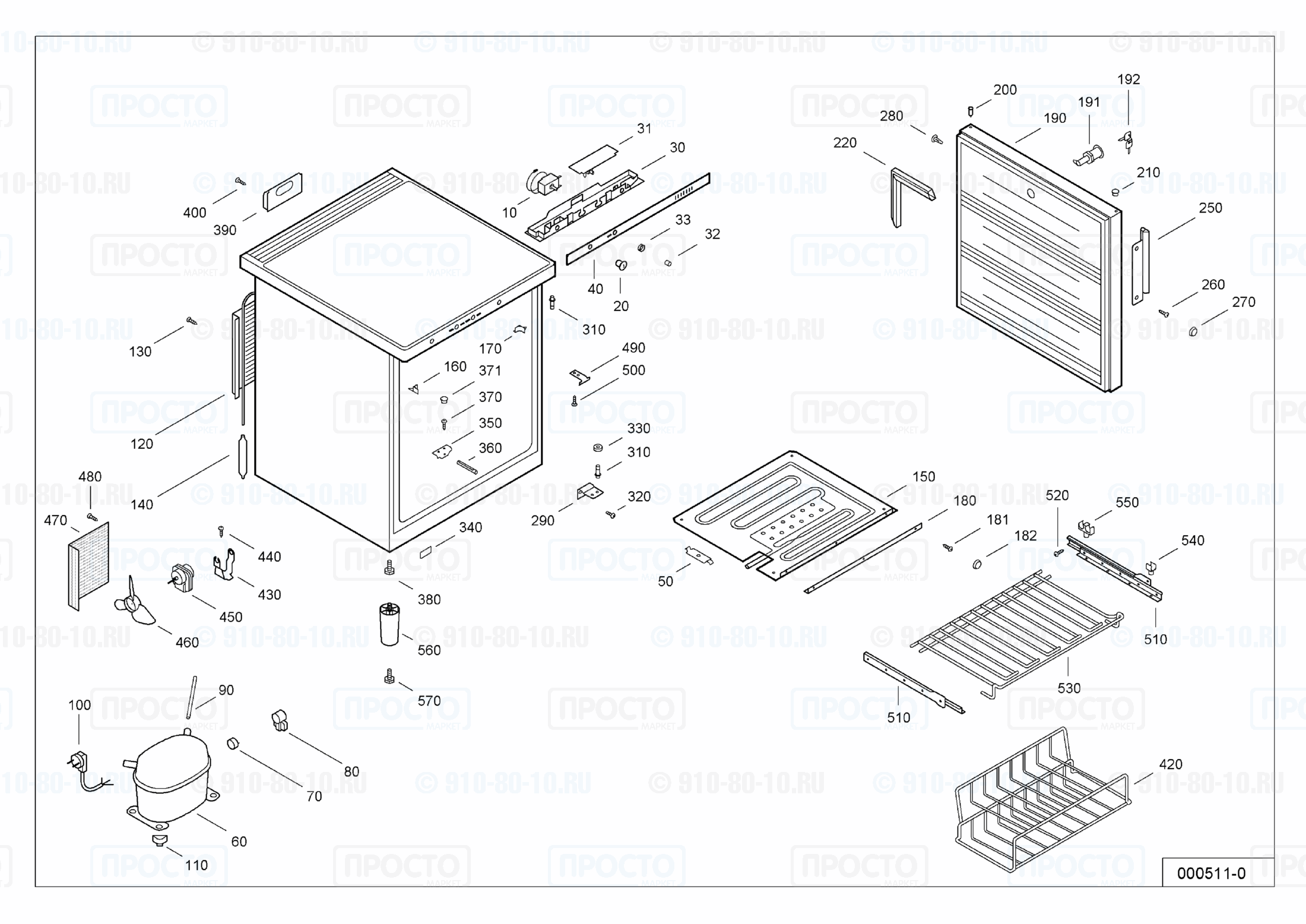 Взрыв-схема запчастей холодильника Liebherr SBb 801-11